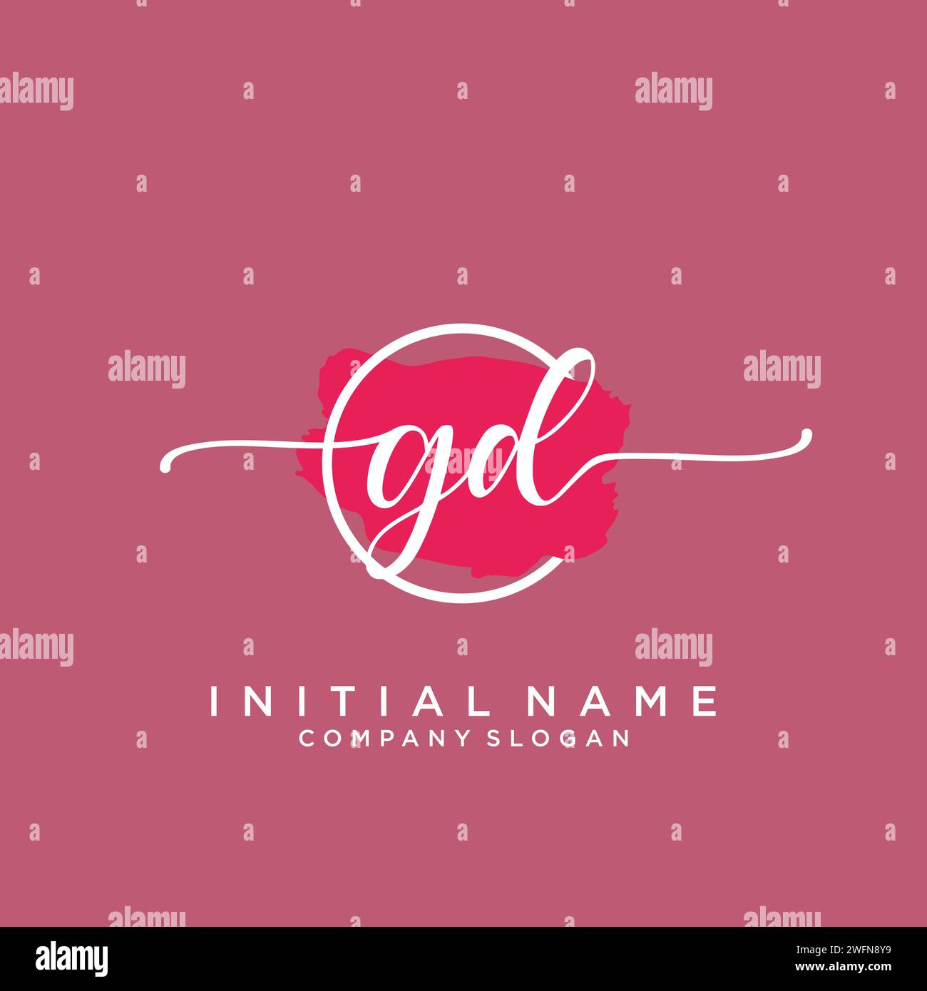 GD Initial handwriting logo with circle Stock Vector