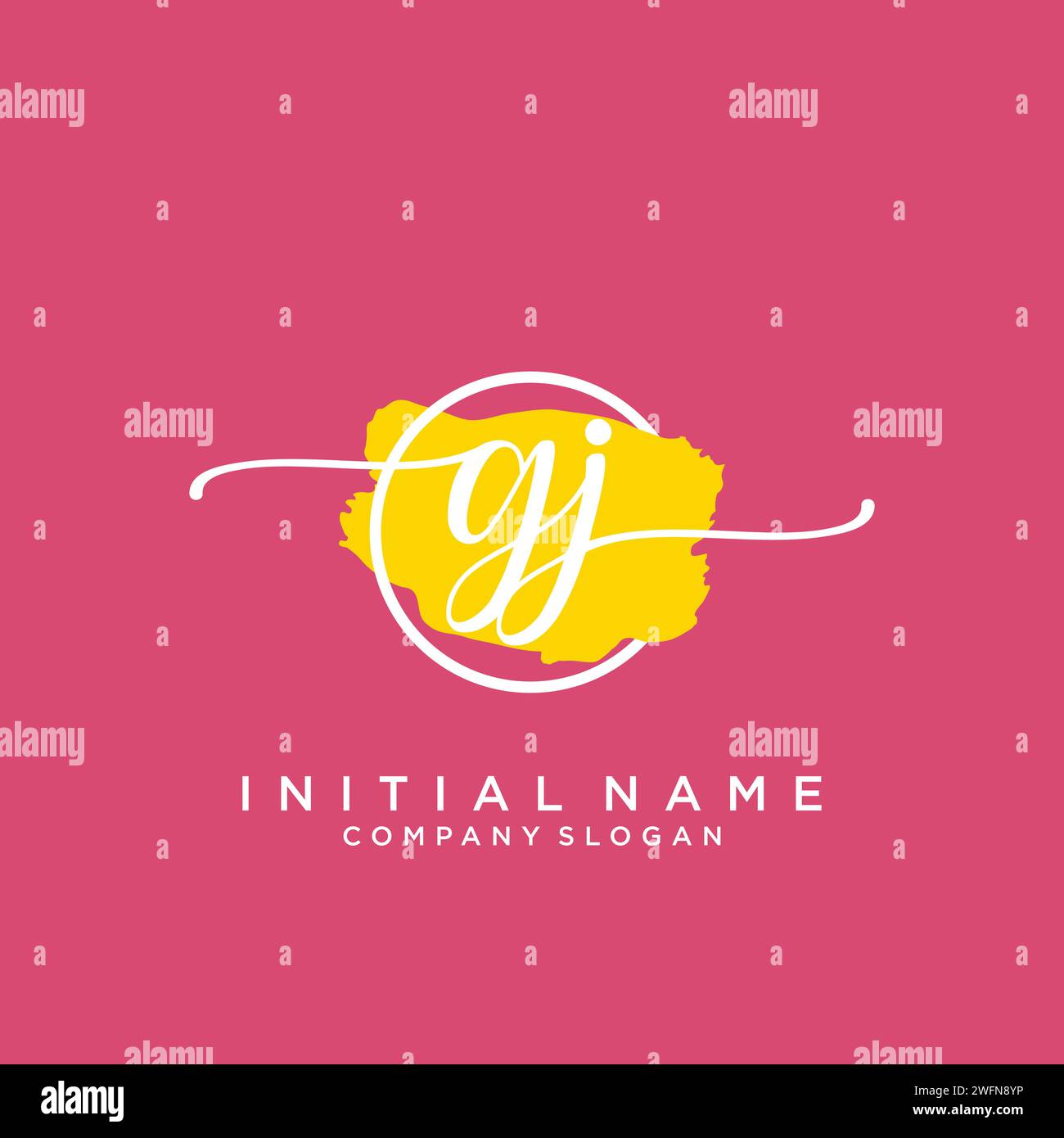 GJ Initial handwriting logo with circle Stock Vector