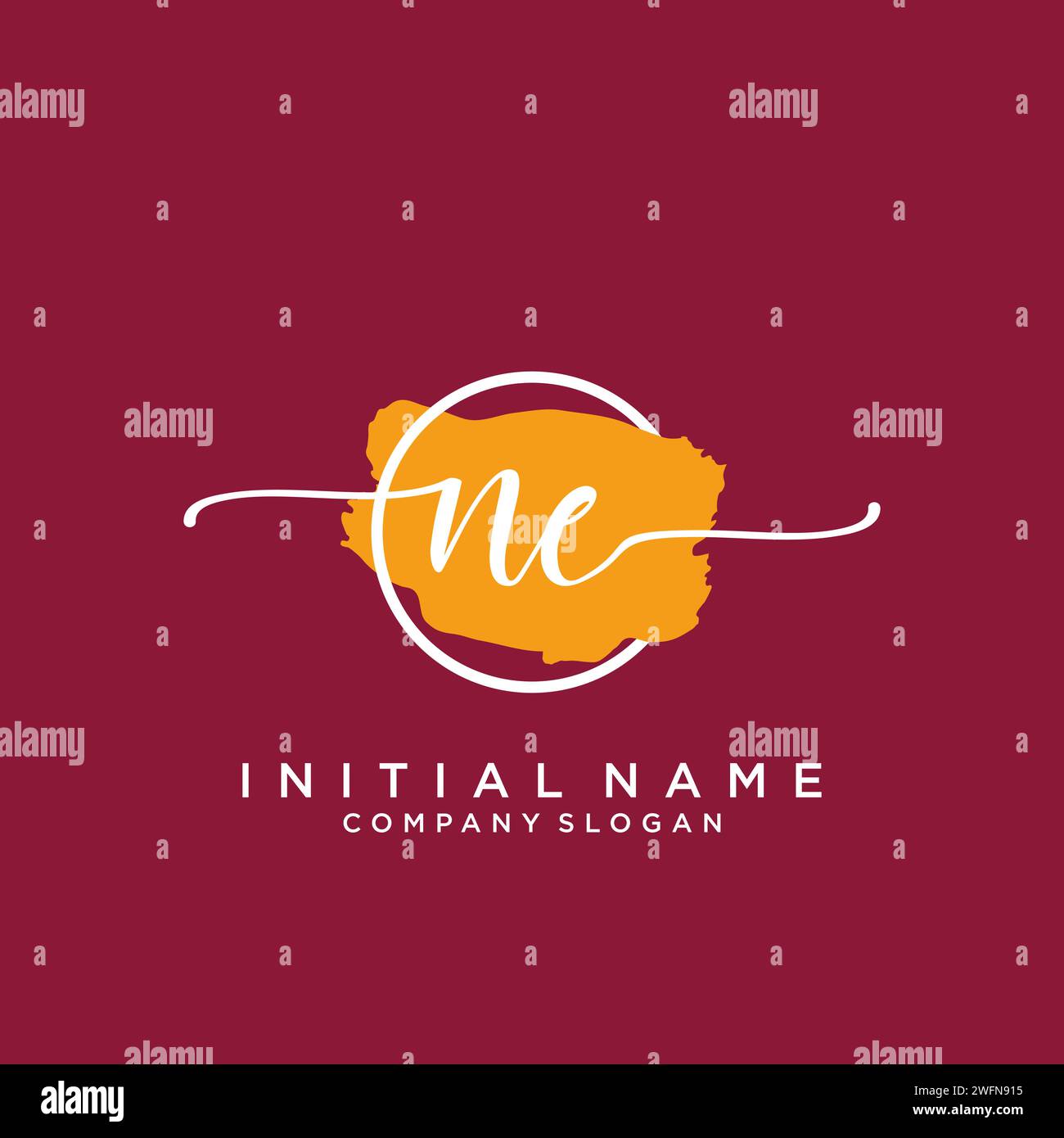 NE Initial handwriting logo with circle Stock Vector