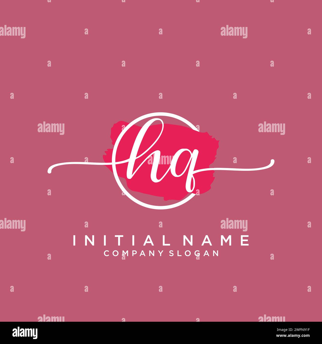 HQ Initial handwriting logo with circle Stock Vector