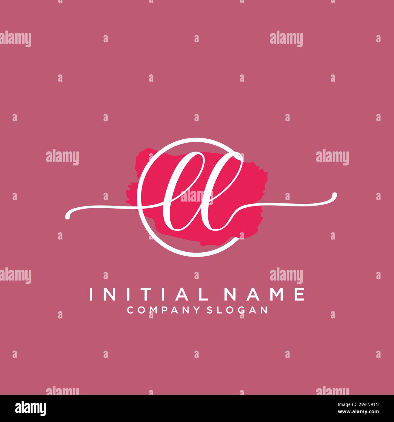 LL Initial handwriting logo with circle Stock Vector