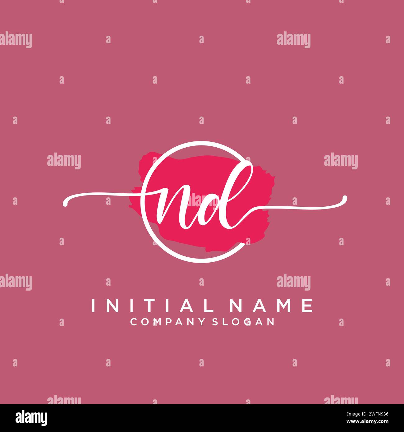 ND Initial handwriting logo with circle Stock Vector