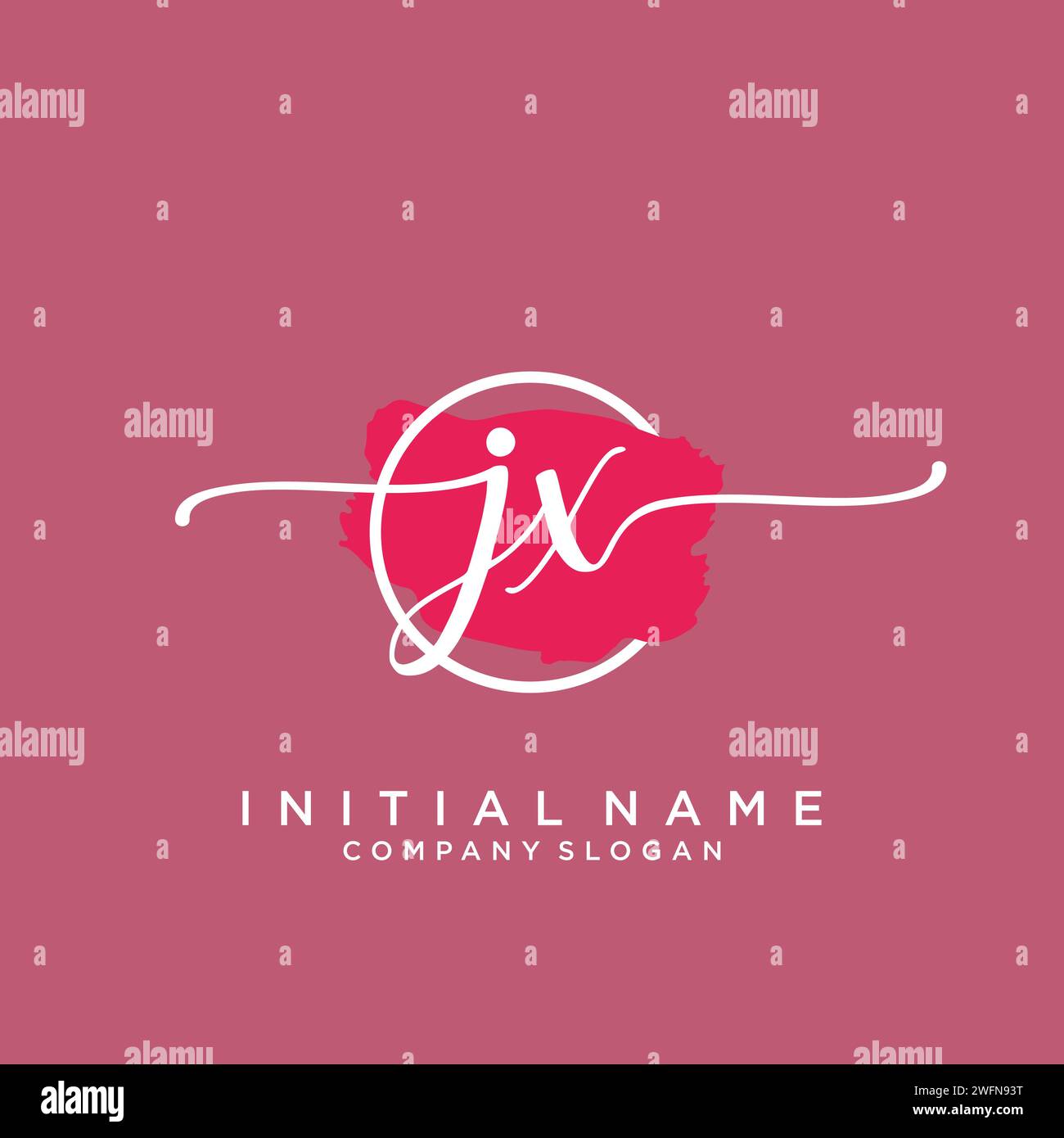 JX Initial handwriting logo with circle Stock Vector
