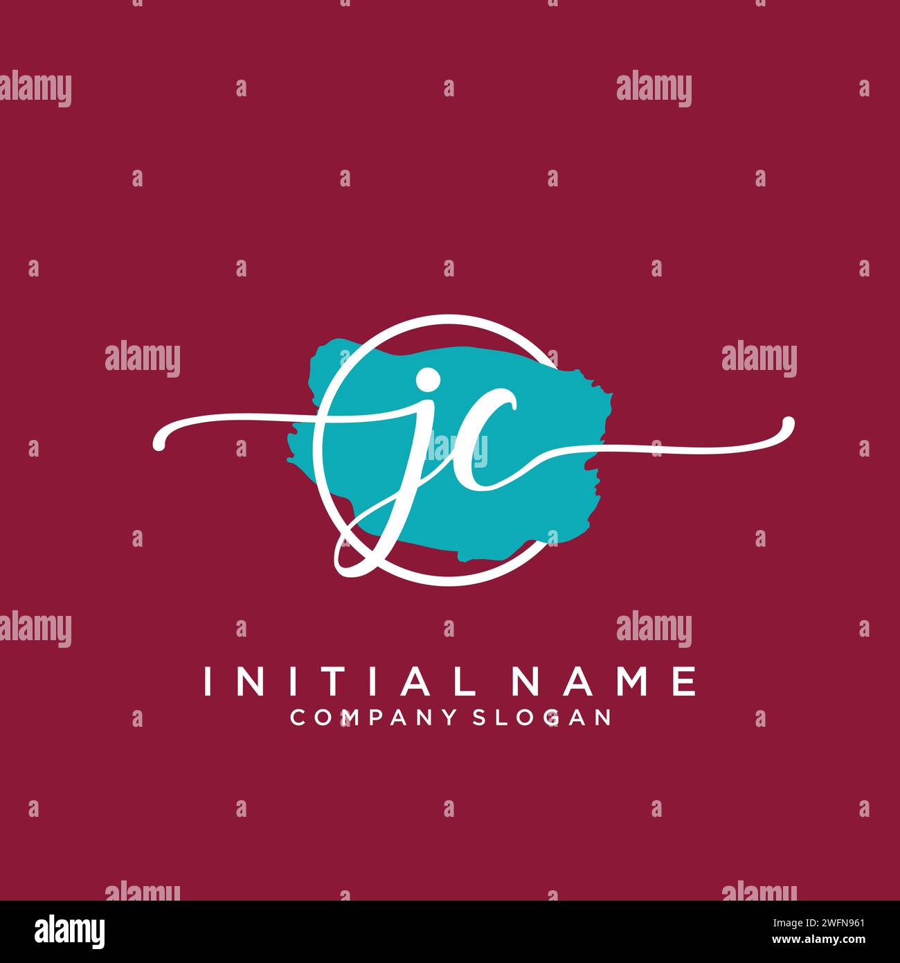 JC Initial handwriting logo with circle Stock Vector