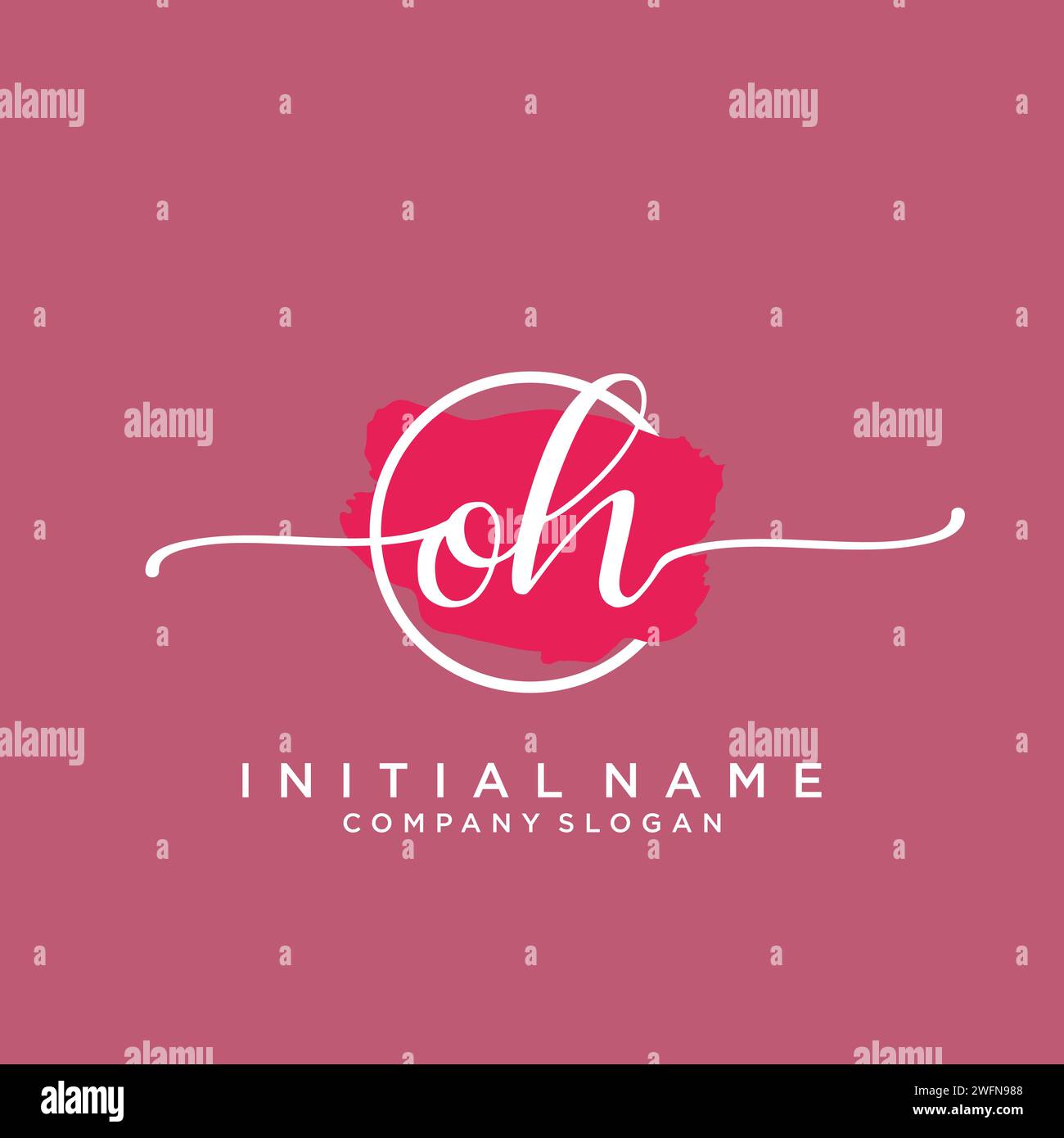 OH Initial handwriting logo with circle Stock Vector