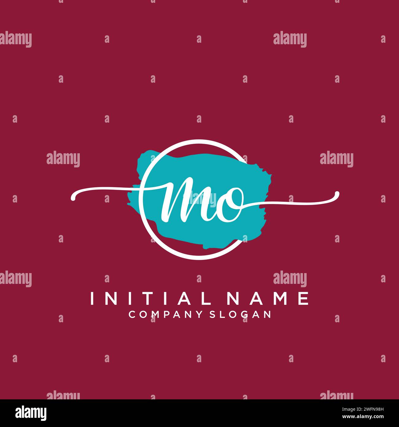 MO Initial handwriting logo with circle Stock Vector
