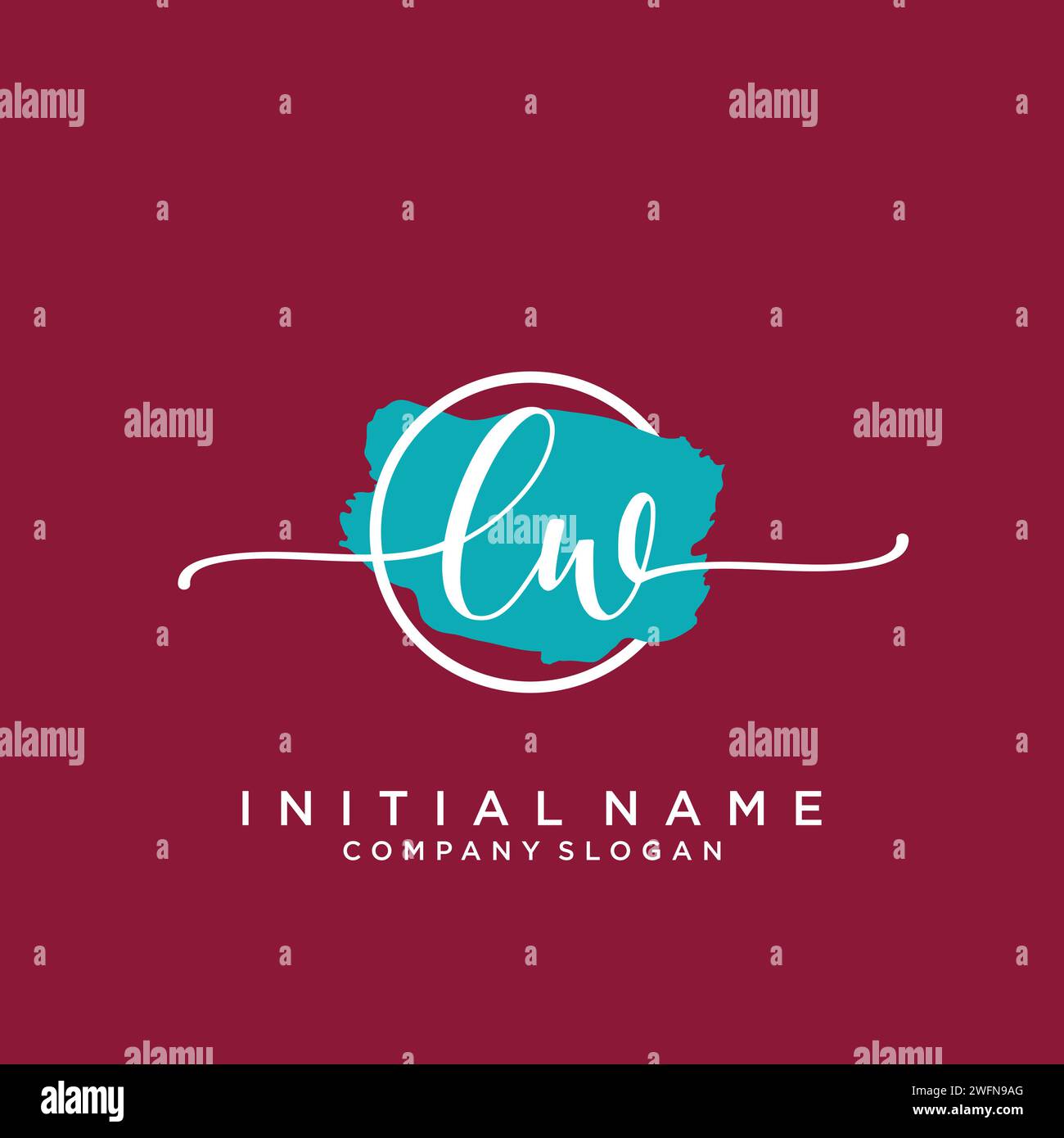 LW Initial handwriting logo with circle Stock Vector