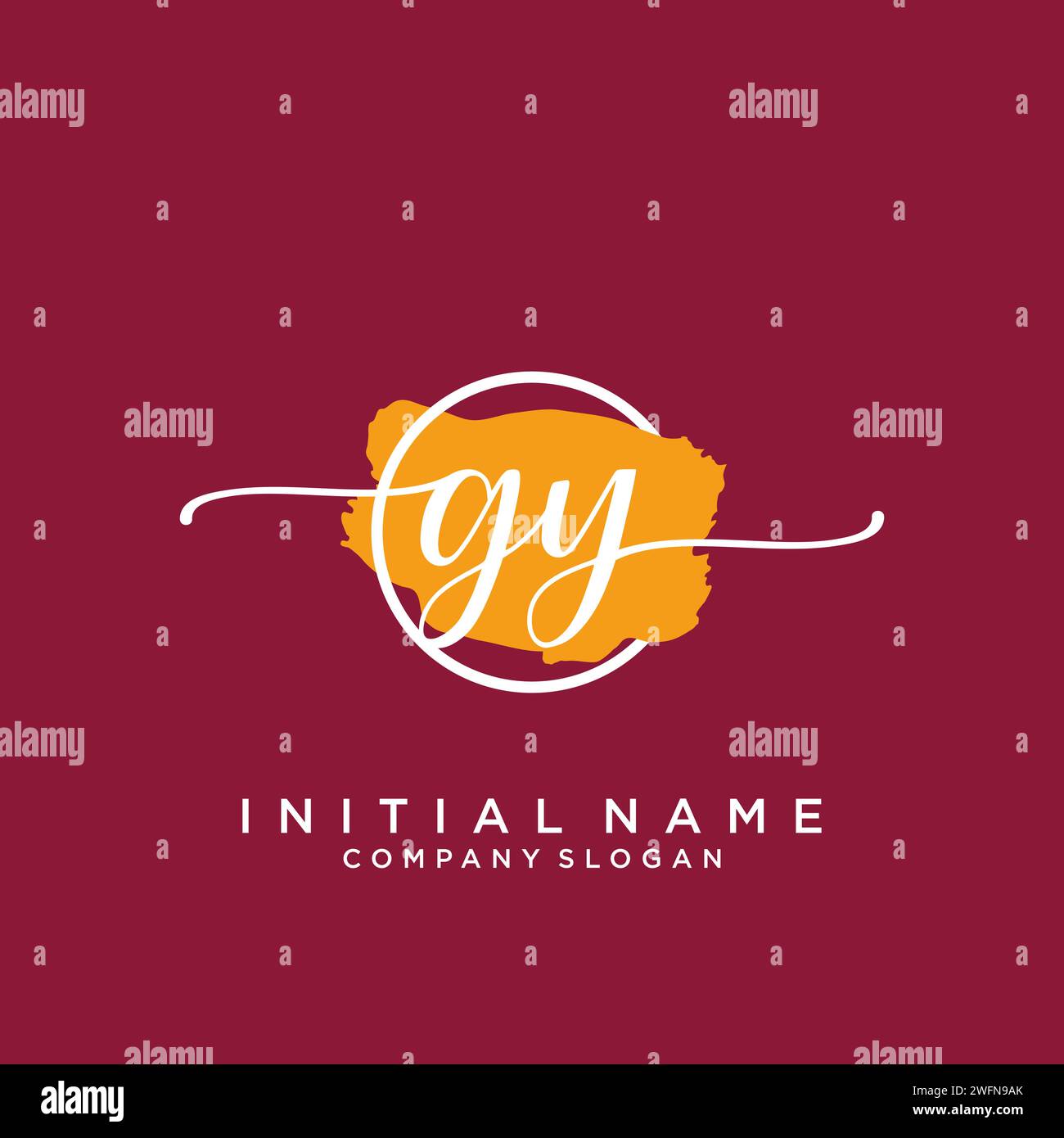 GY Initial handwriting logo with circle Stock Vector