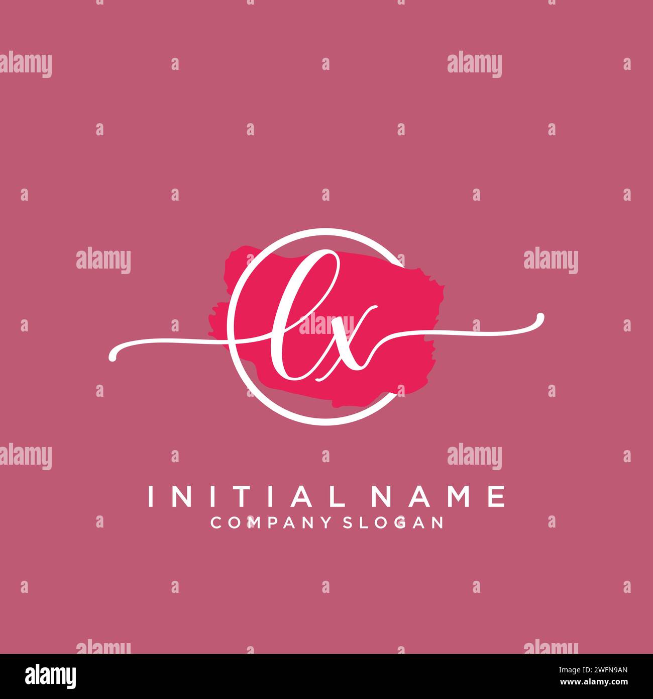 LX Initial handwriting logo with circle Stock Vector