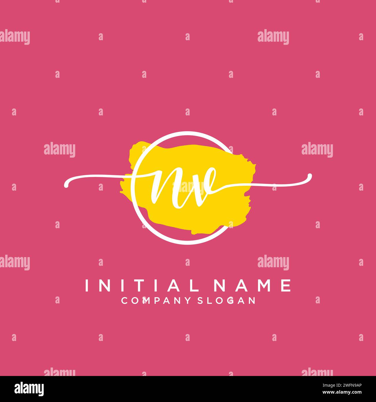 NVInitial handwriting logo with circle Stock Vector