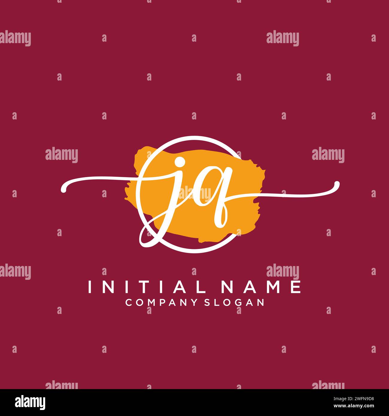 JQ Initial handwriting logo with circle Stock Vector