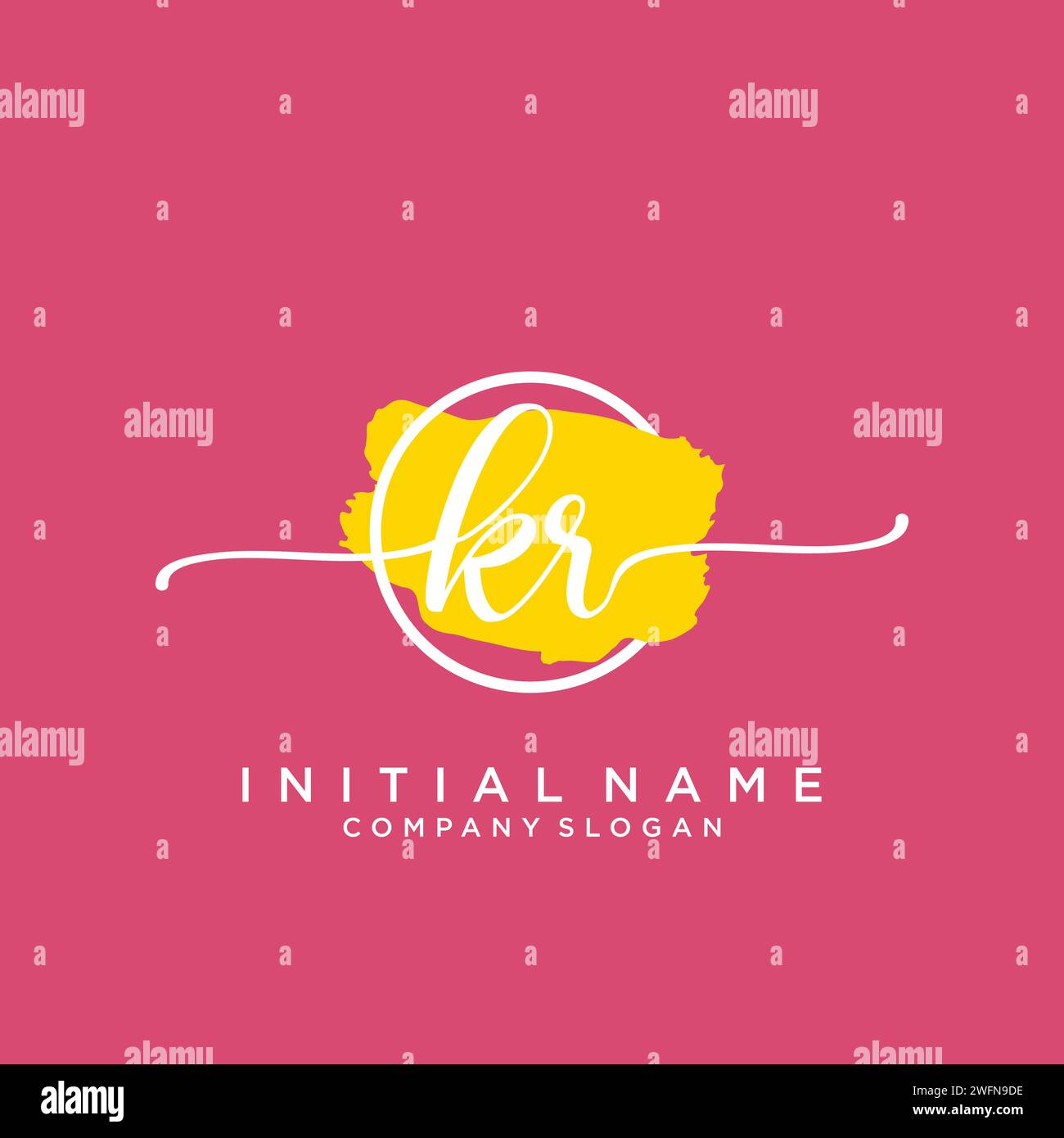 KR Initial handwriting logo with circle Stock Vector