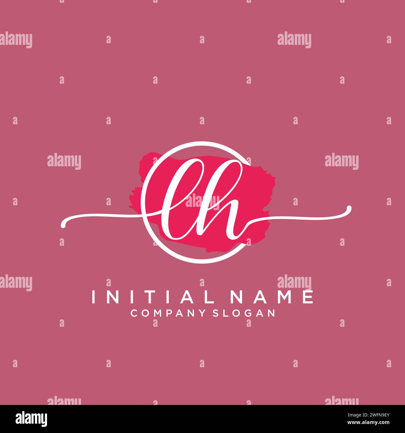 LH Initial handwriting logo with circle Stock Vector