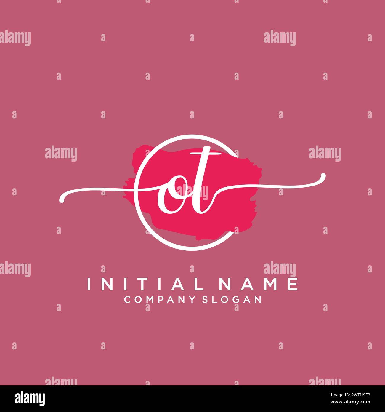 OT Initial handwriting logo with circle Stock Vector