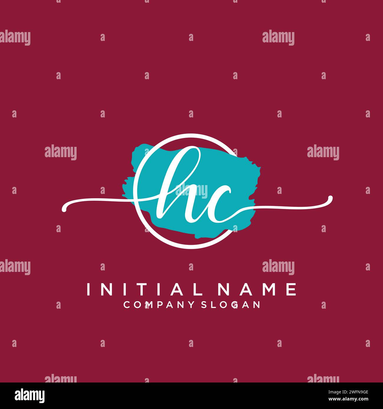 HC Initial handwriting logo with circle Stock Vector