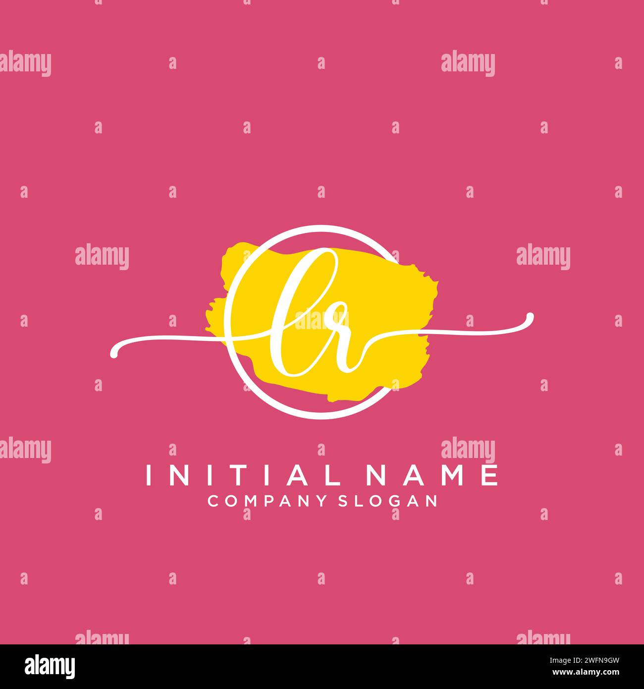 LR Initial handwriting logo with circle Stock Vector