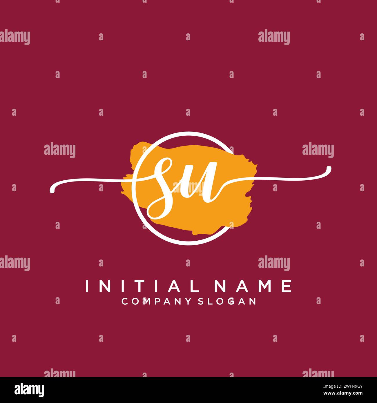 SU Initial handwriting logo with circle Stock Vector