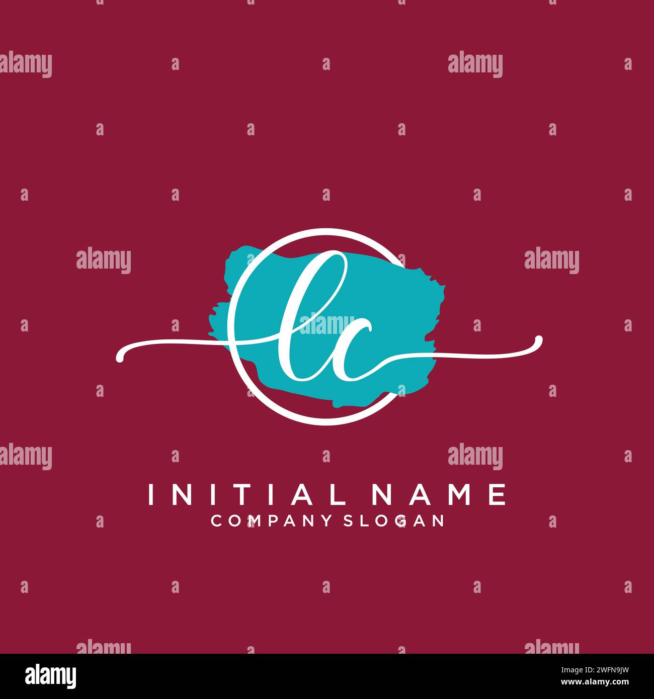 LC Initial handwriting logo with circle Stock Vector