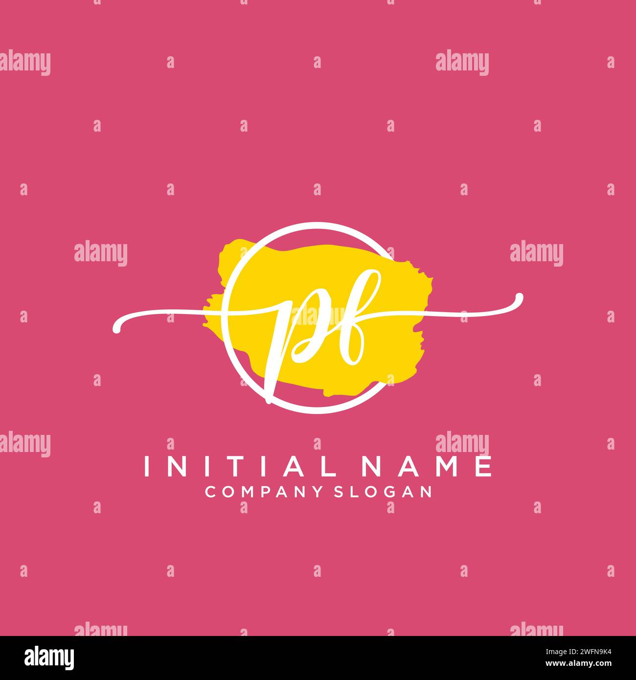 PF Initial handwriting logo with circle Stock Vector