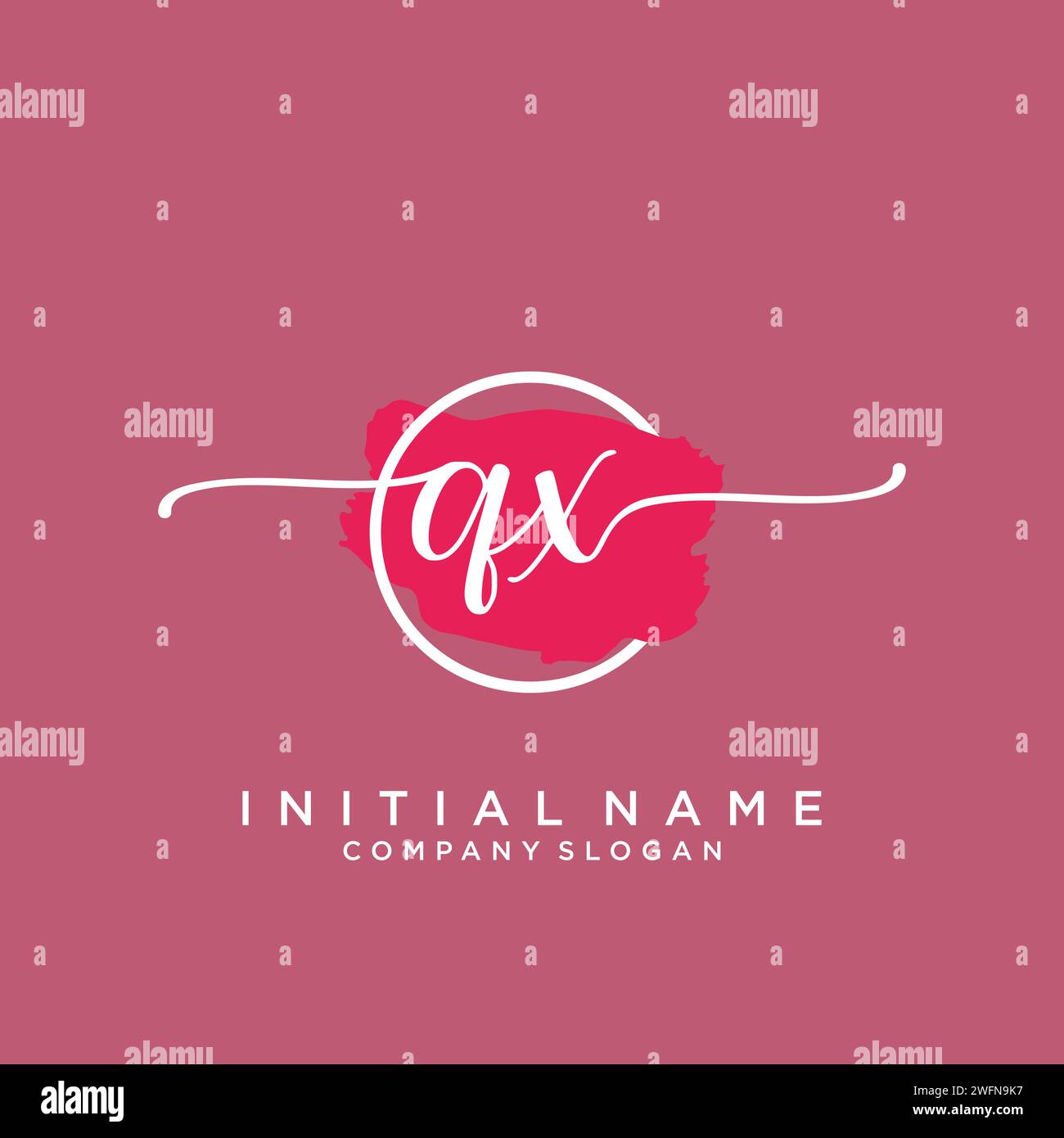 QX Initial handwriting logo with circle Stock Vector