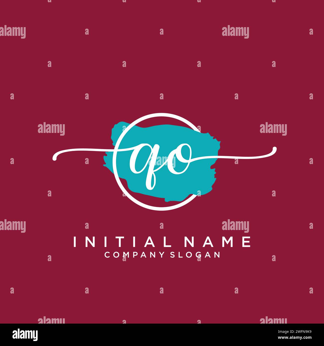 QO Initial handwriting logo with circle Stock Vector