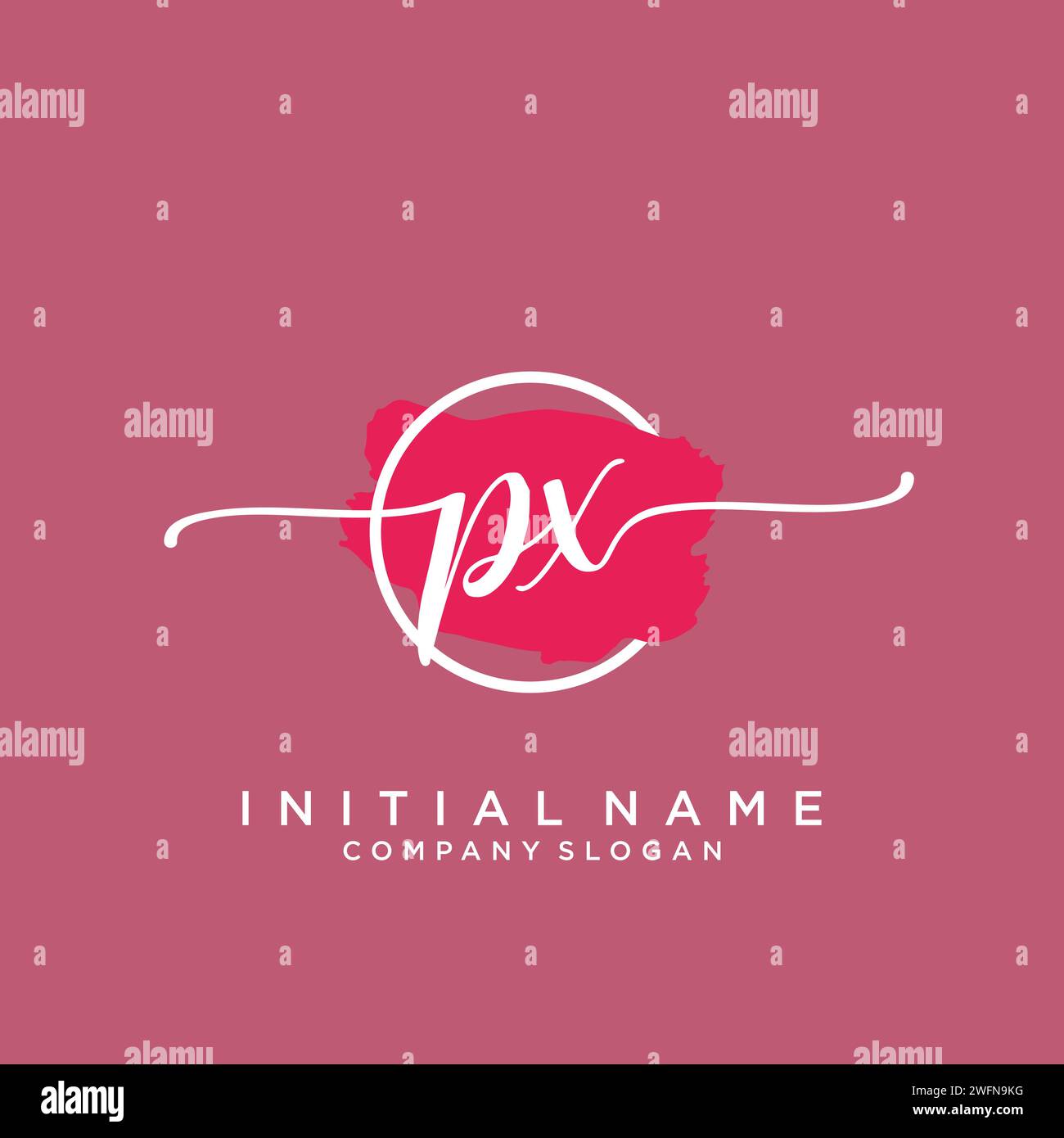 PX Initial handwriting logo with circle Stock Vector