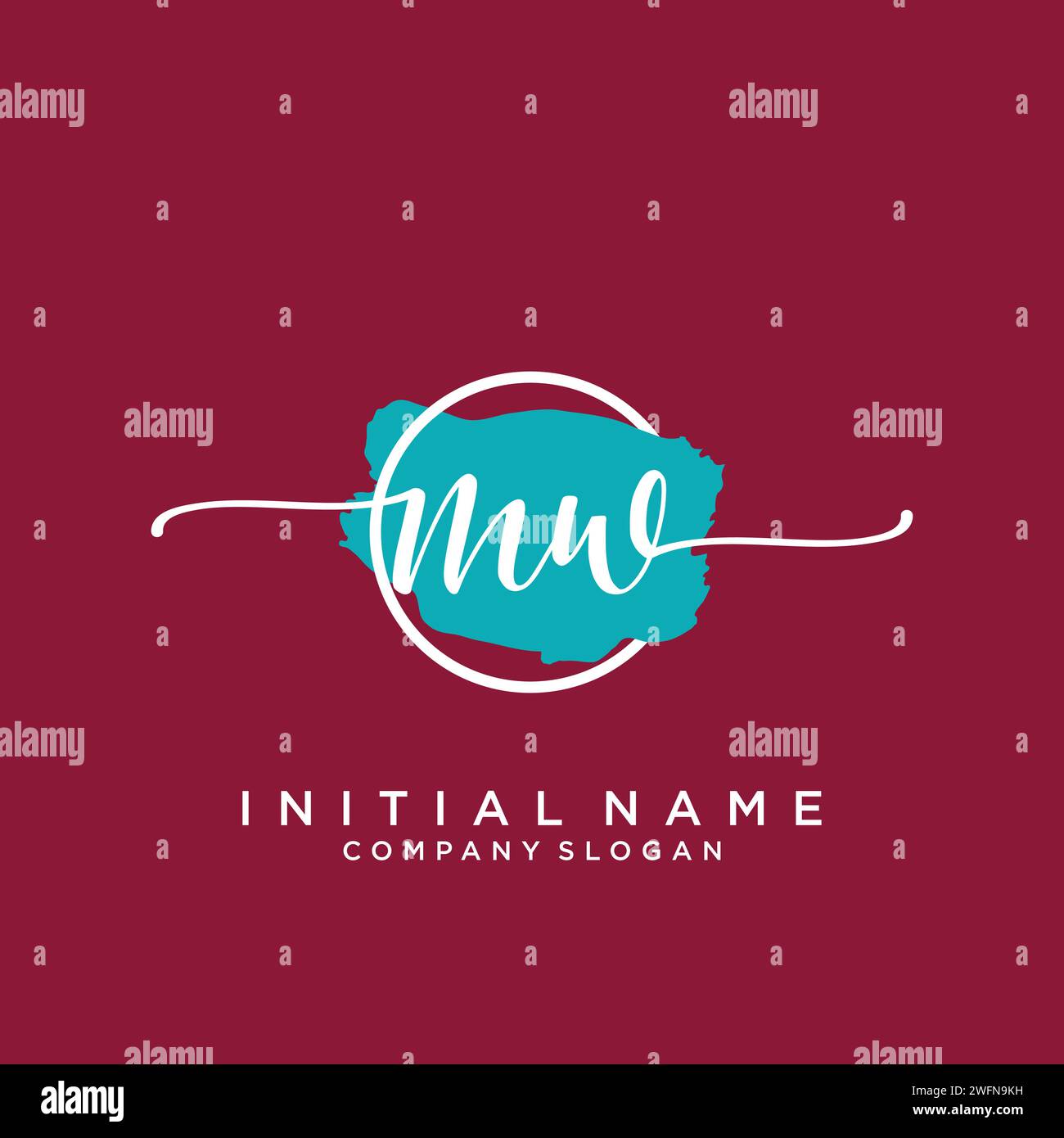 MW Initial handwriting logo with circle Stock Vector