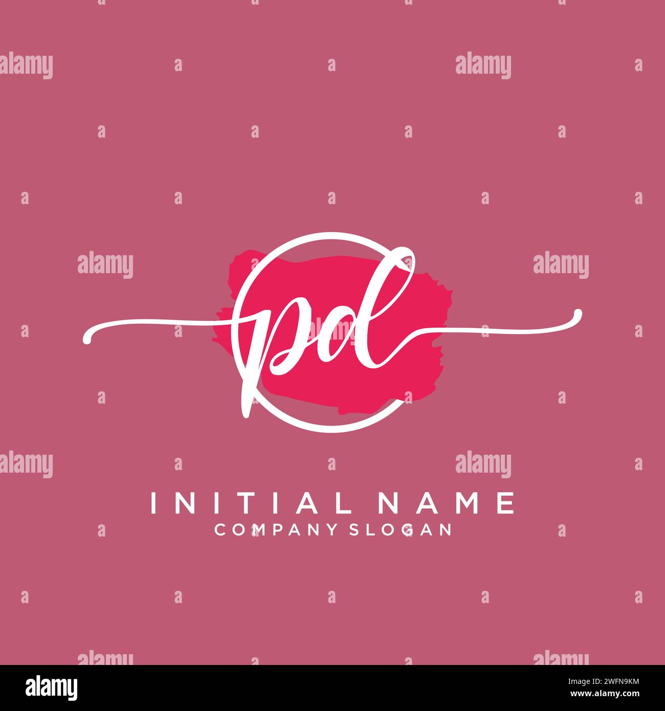 PD Initial handwriting logo with circle Stock Vector