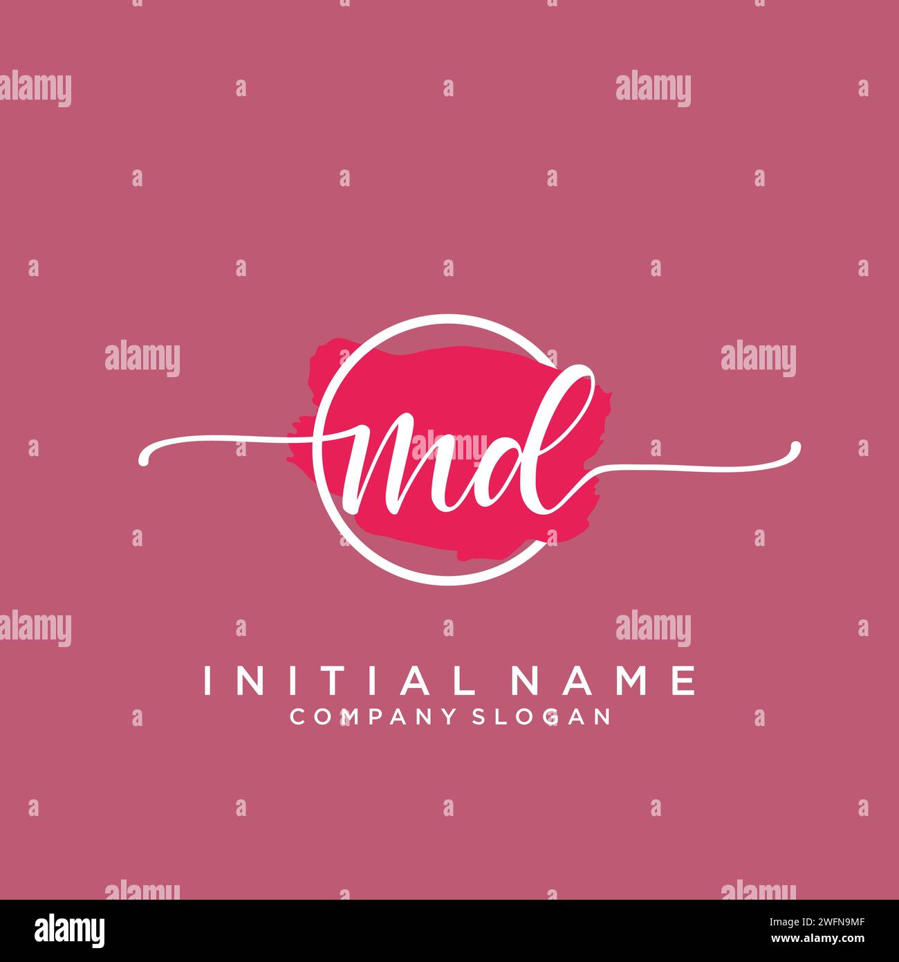 MD Initial handwriting logo with circle Stock Vector