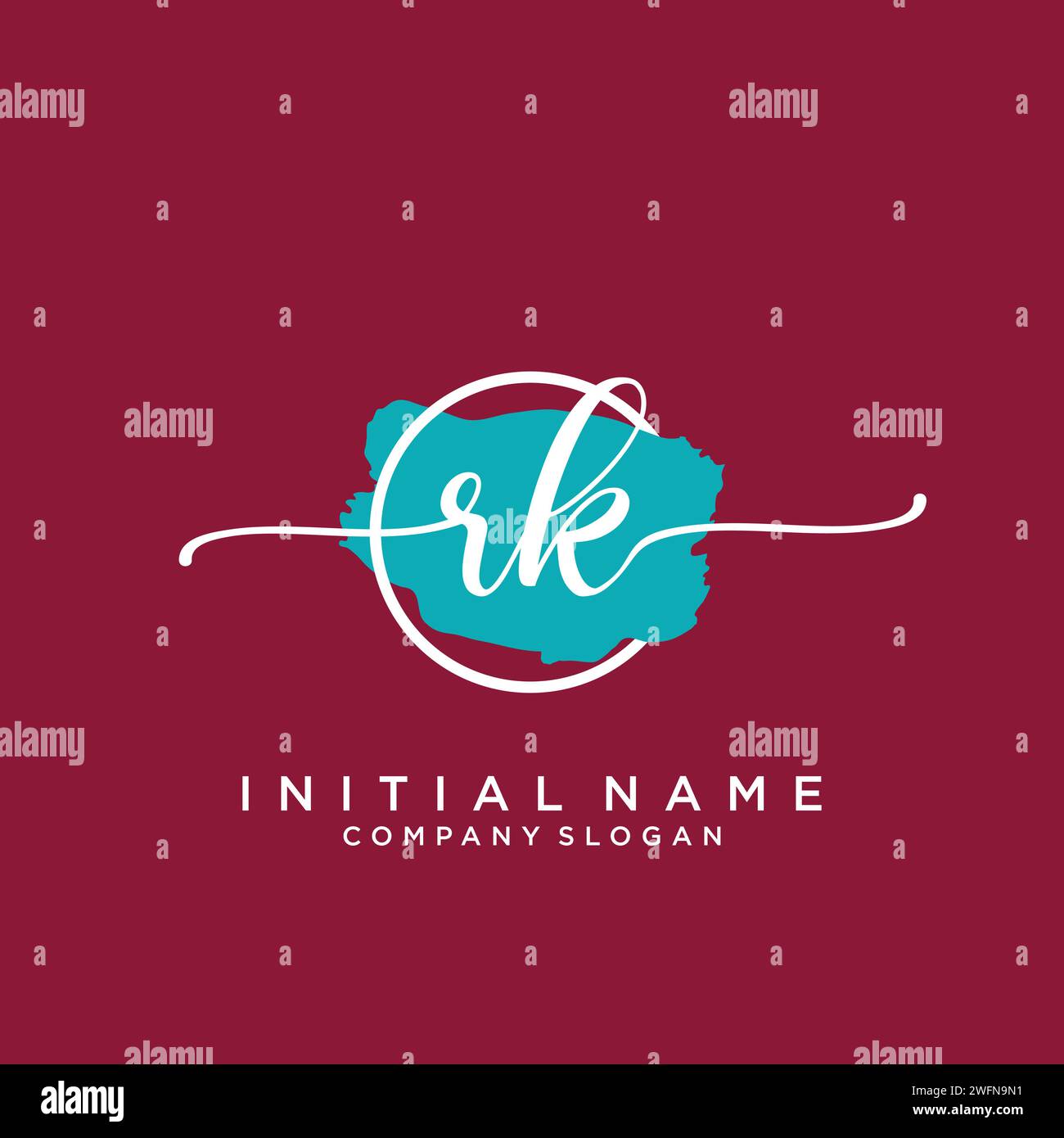 RK Initial handwriting logo with circle Stock Vector