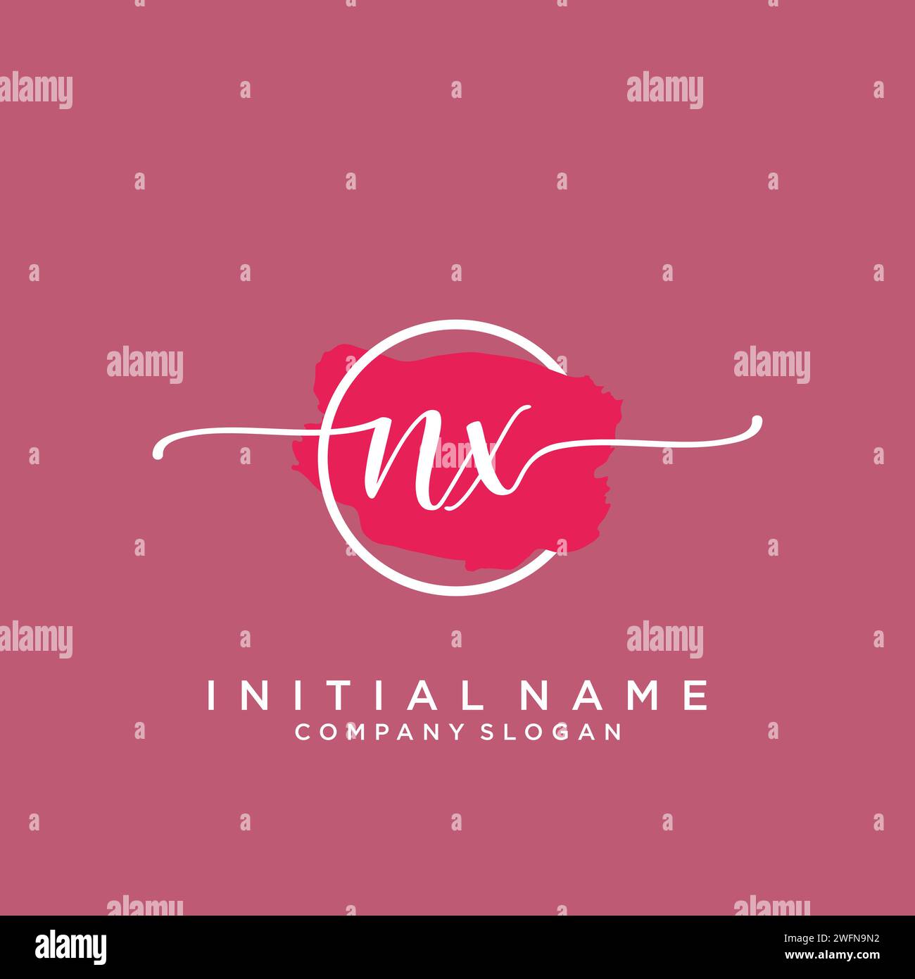 NX Initial handwriting logo with circle Stock Vector