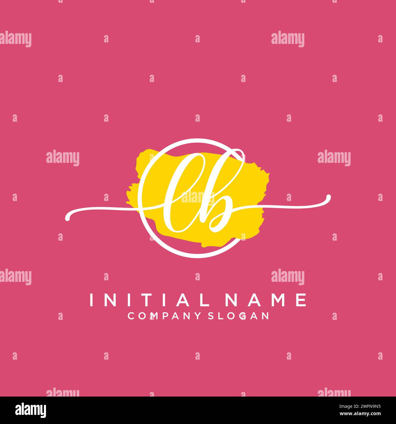 LB Initial handwriting logo with circle Stock Vector