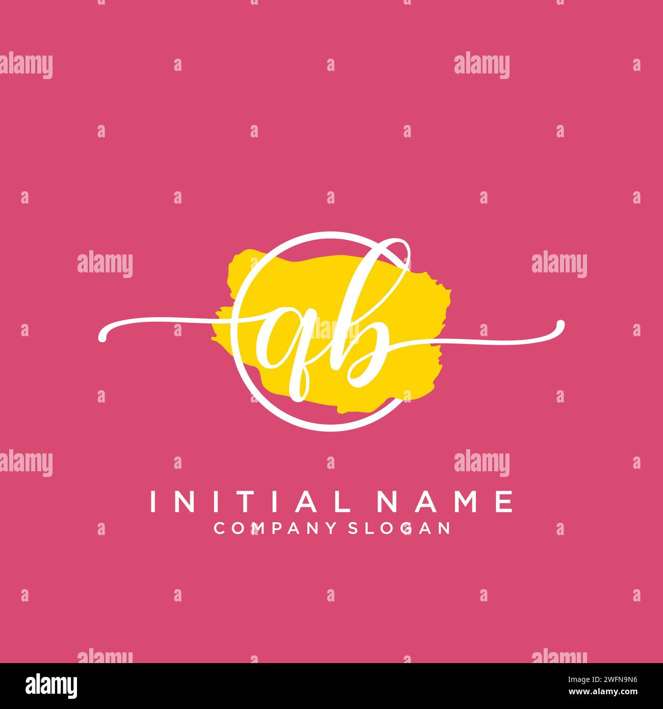 QB Initial handwriting logo with circle Stock Vector