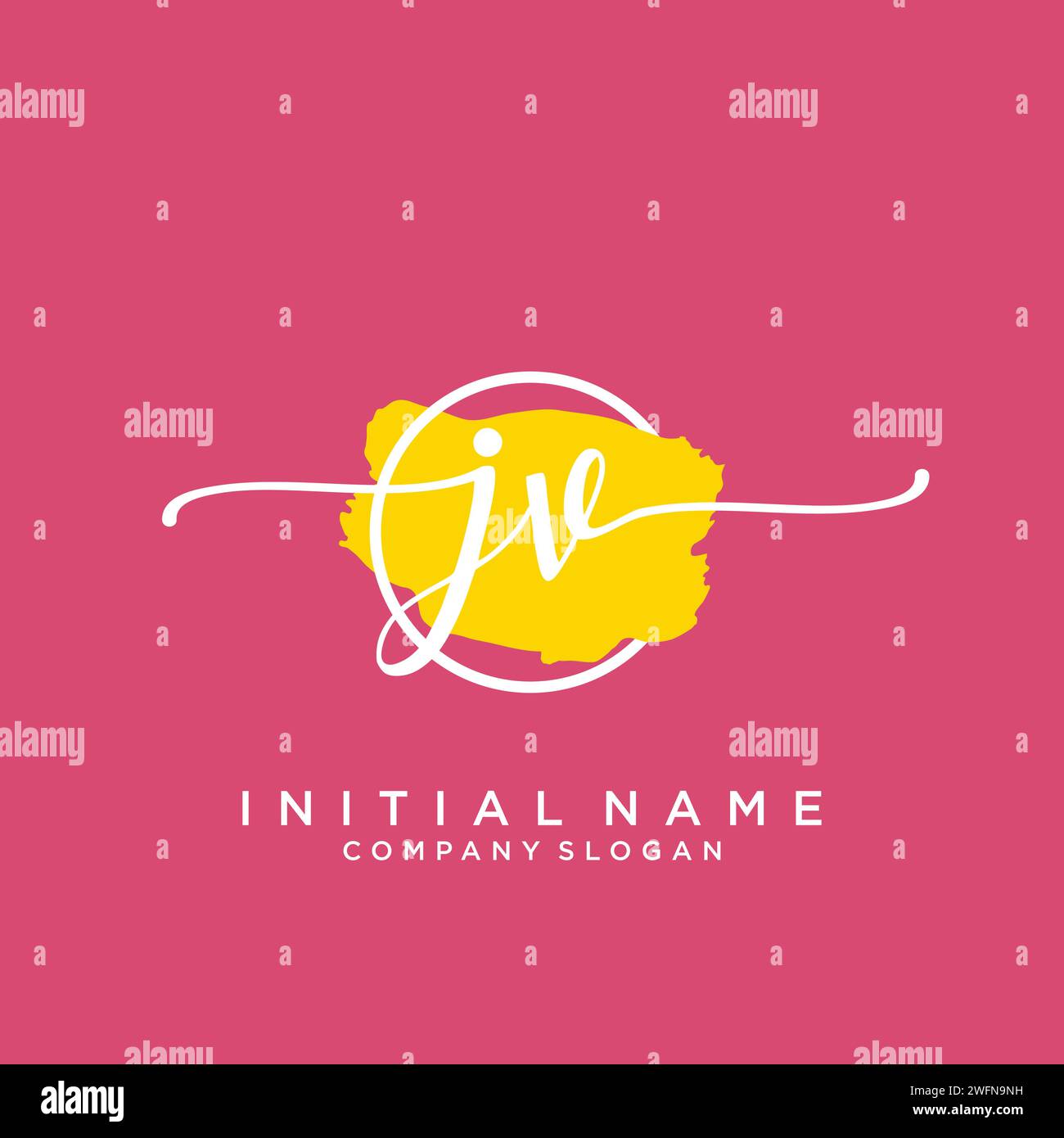 JV Initial handwriting logo with circle Stock Vector