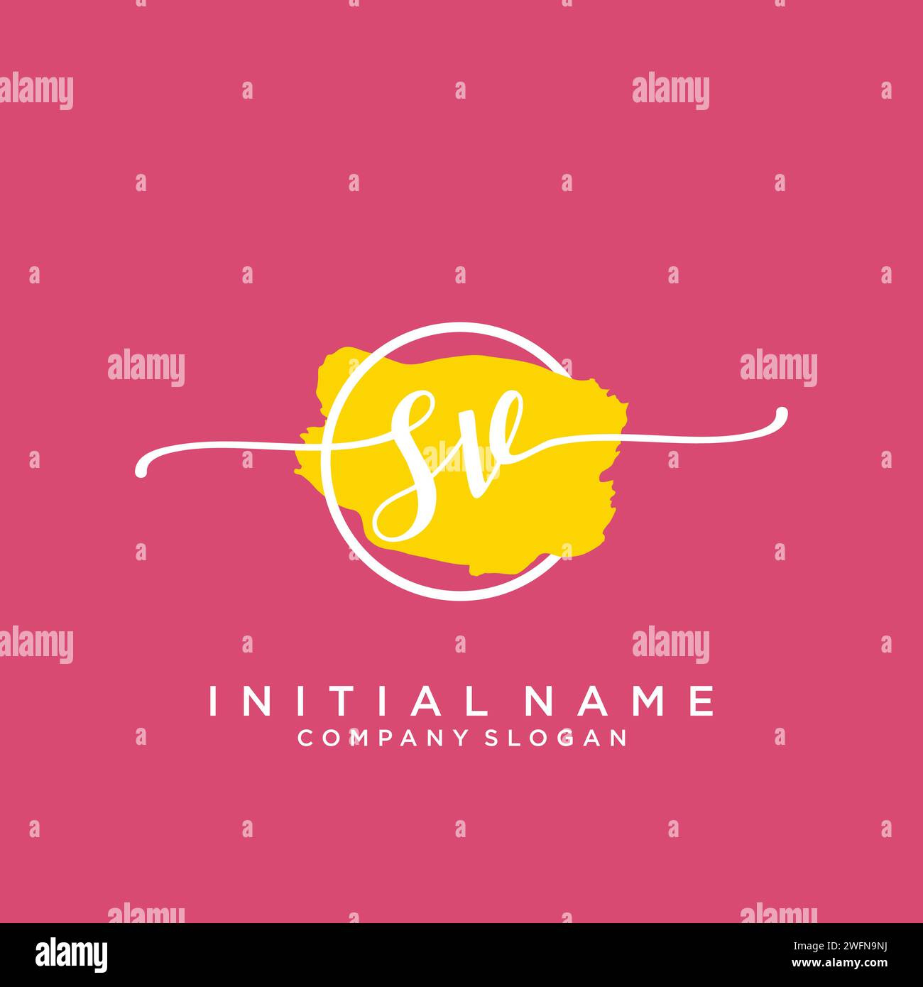 SV Initial handwriting logo with circle Stock Vector