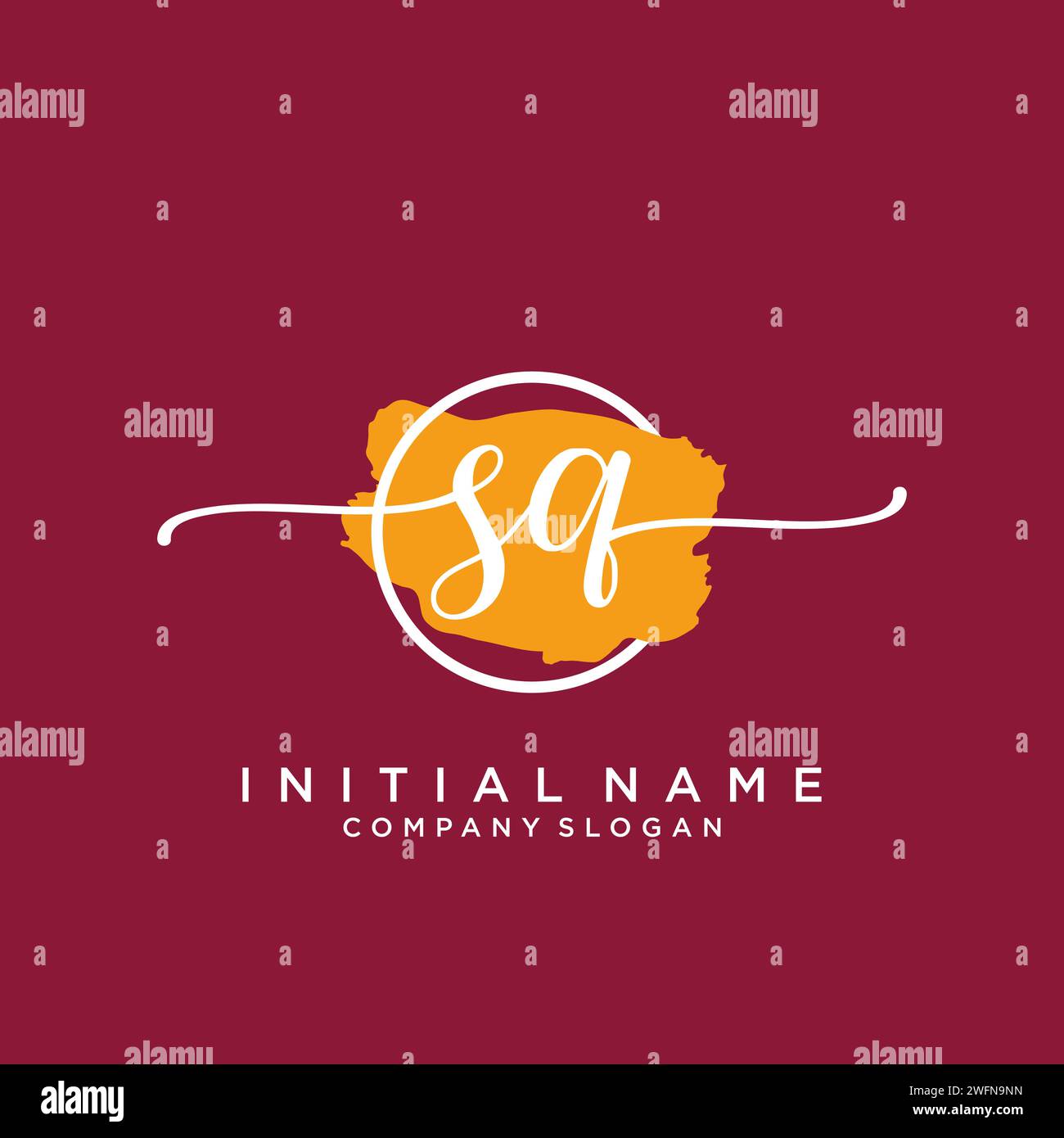 SQ Initial handwriting logo with circle Stock Vector