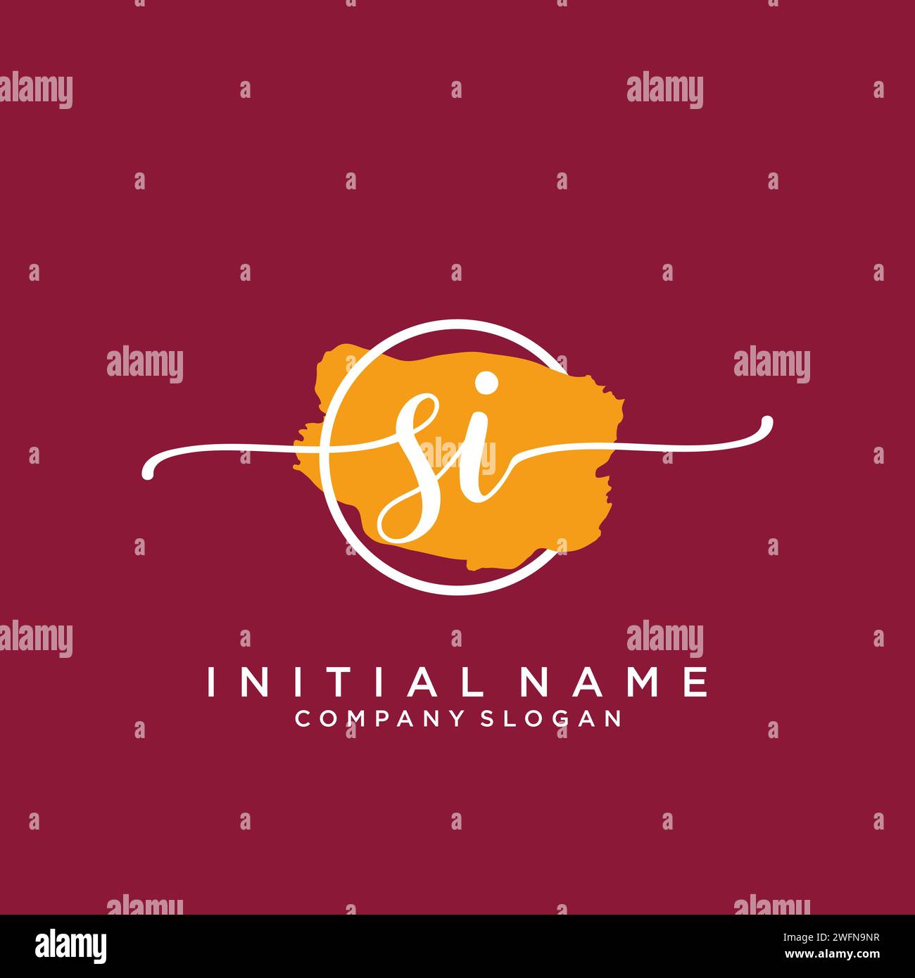 SI Initial handwriting logo with circle Stock Vector