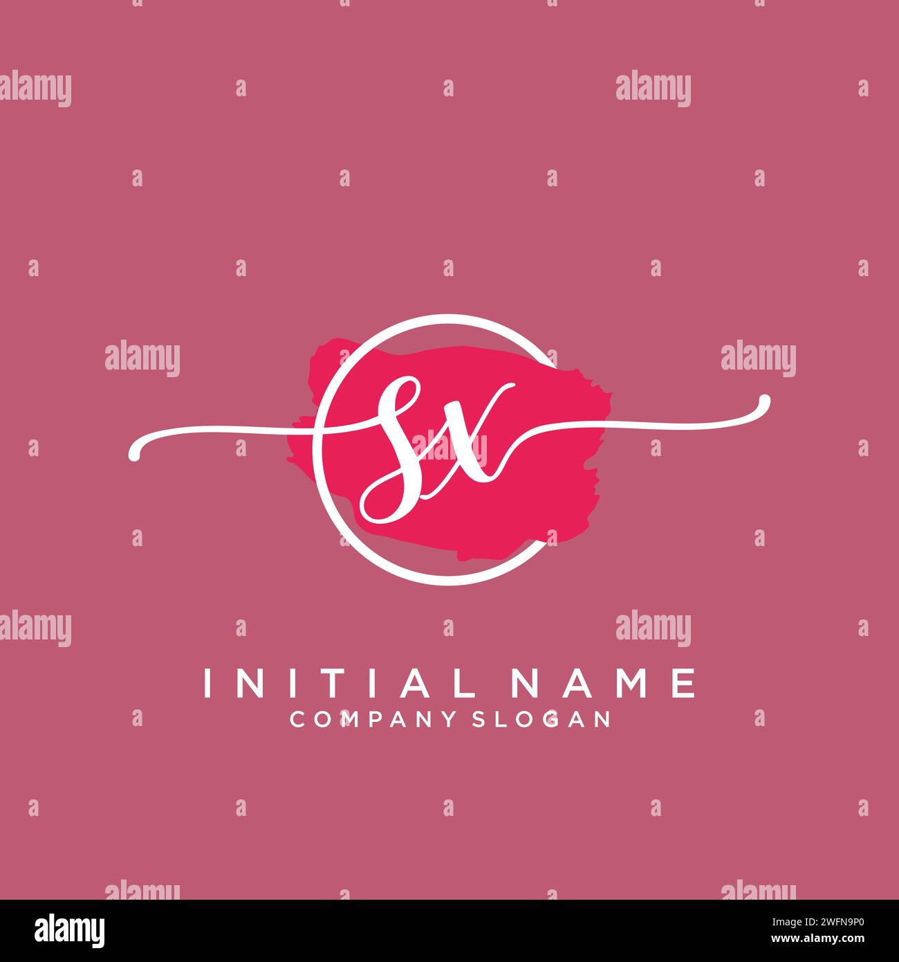 SX Initial handwriting logo with circle Stock Vector