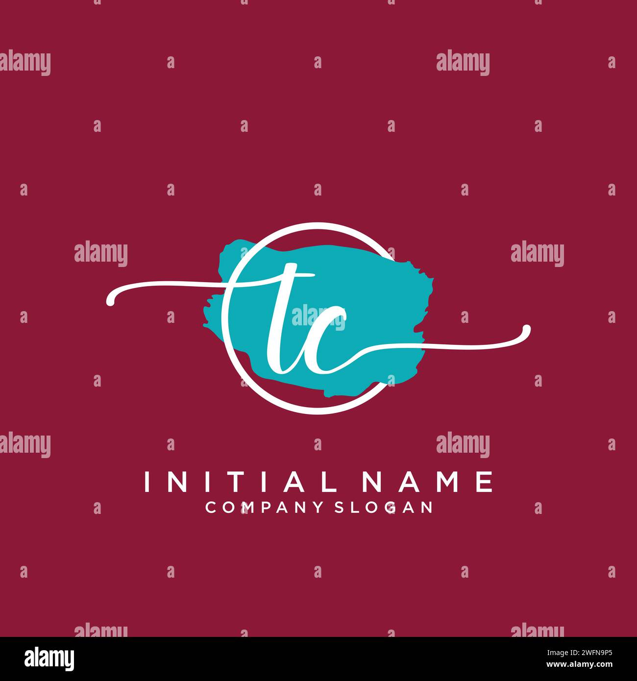 TC Initial handwriting logo with circle Stock Vector