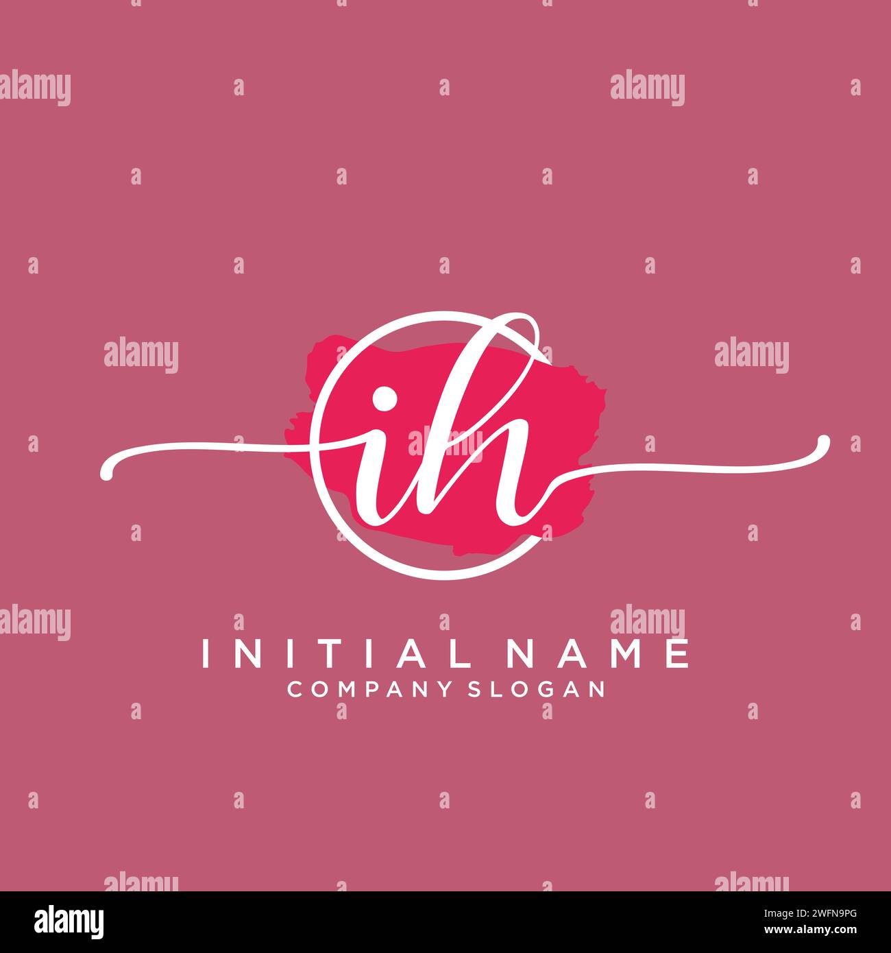 IH Initial handwriting logo with circle Stock Vector