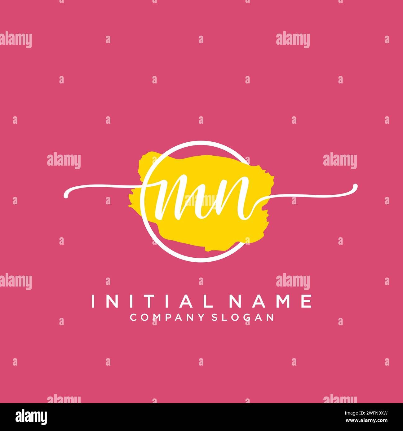 MN Initial handwriting logo with circle Stock Vector