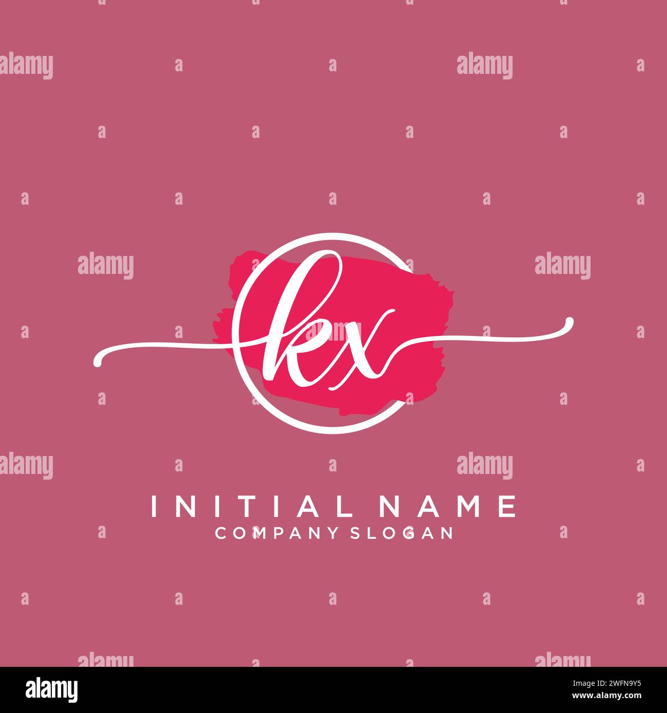 KX Initial handwriting logo with circle Stock Vector