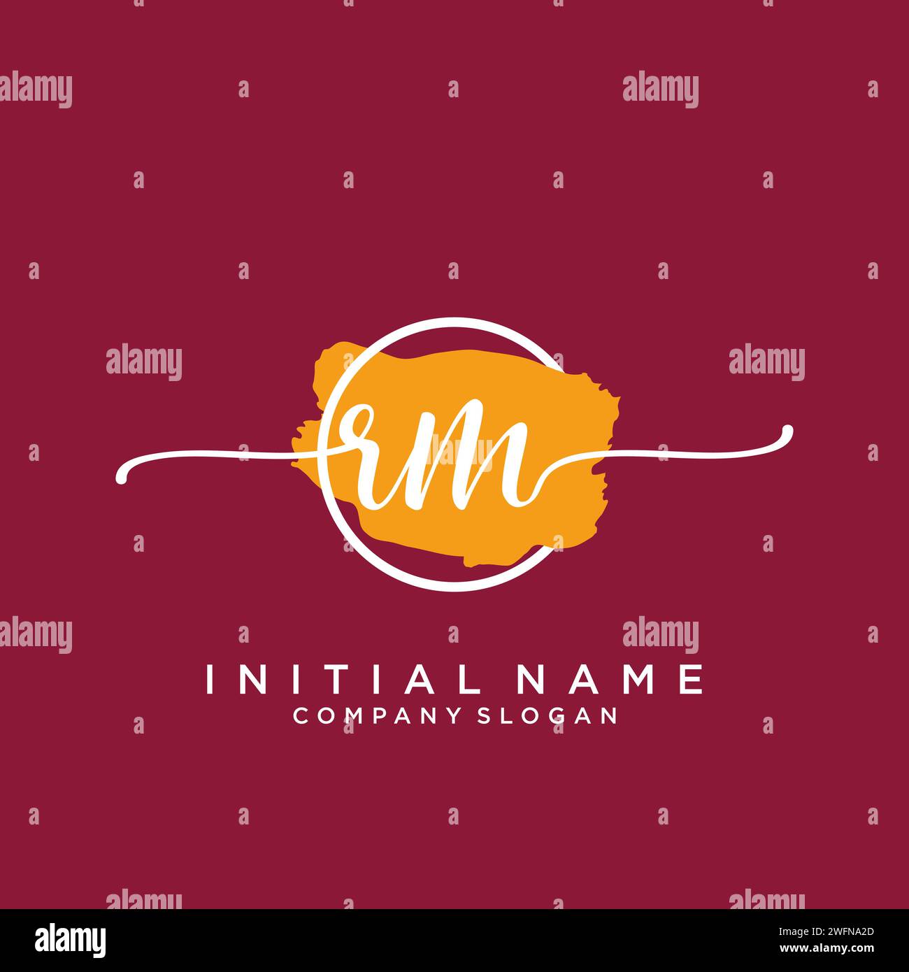 RM Initial handwriting logo with circle Stock Vector