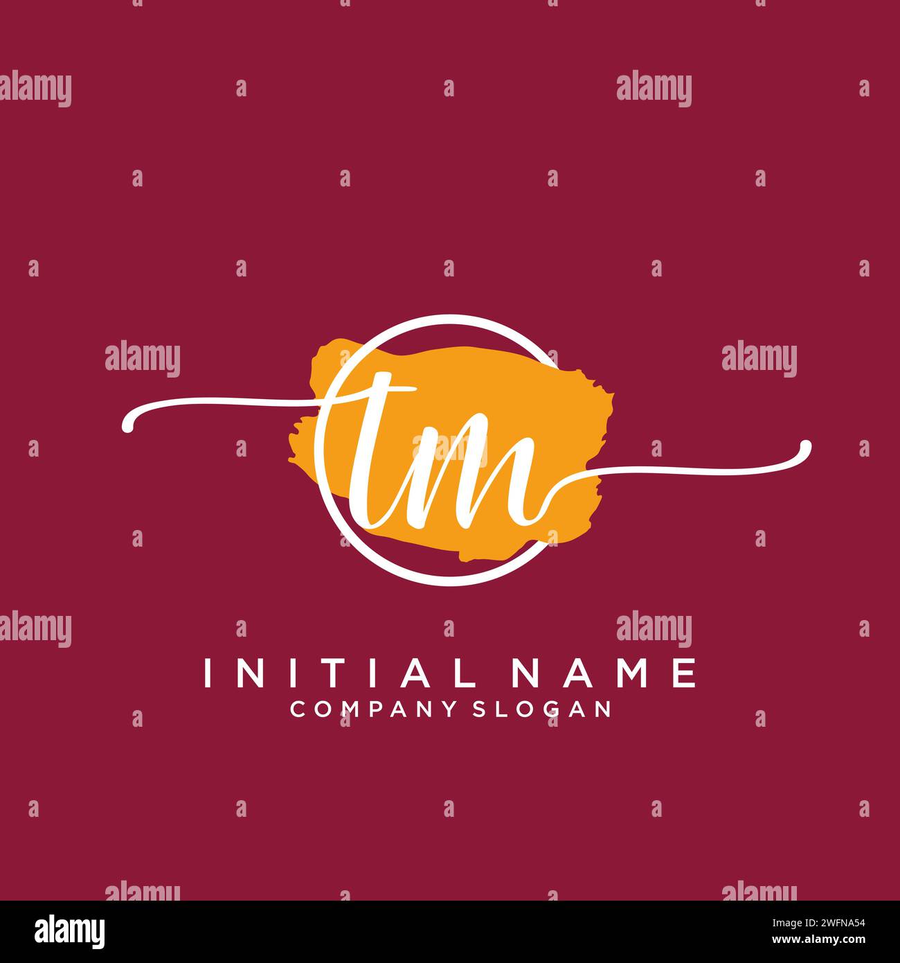 TM Initial handwriting logo with circle Stock Vector