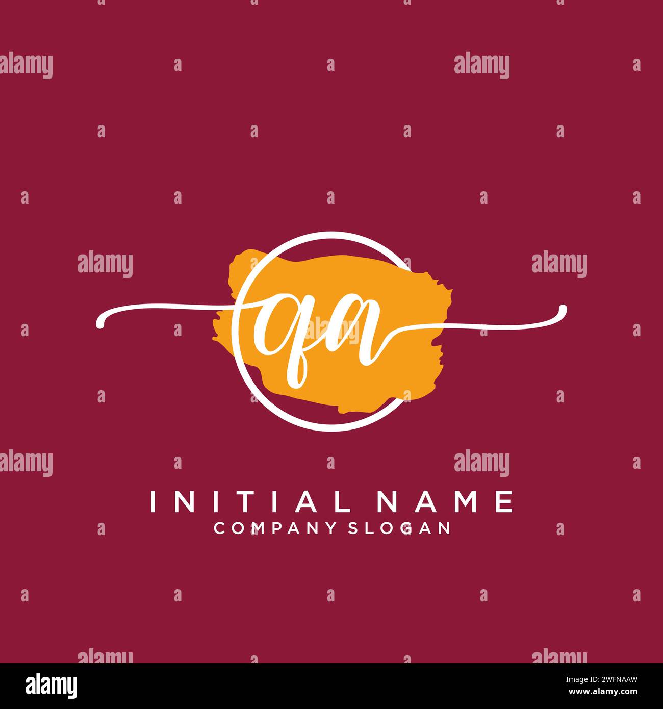 QA Initial handwriting logo with circle Stock Vector