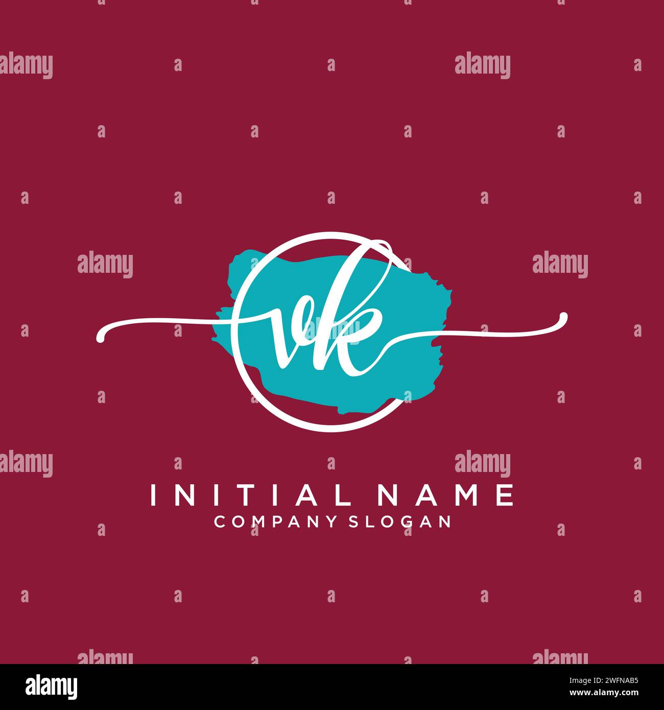VK Initial handwriting logo with circle Stock Vector