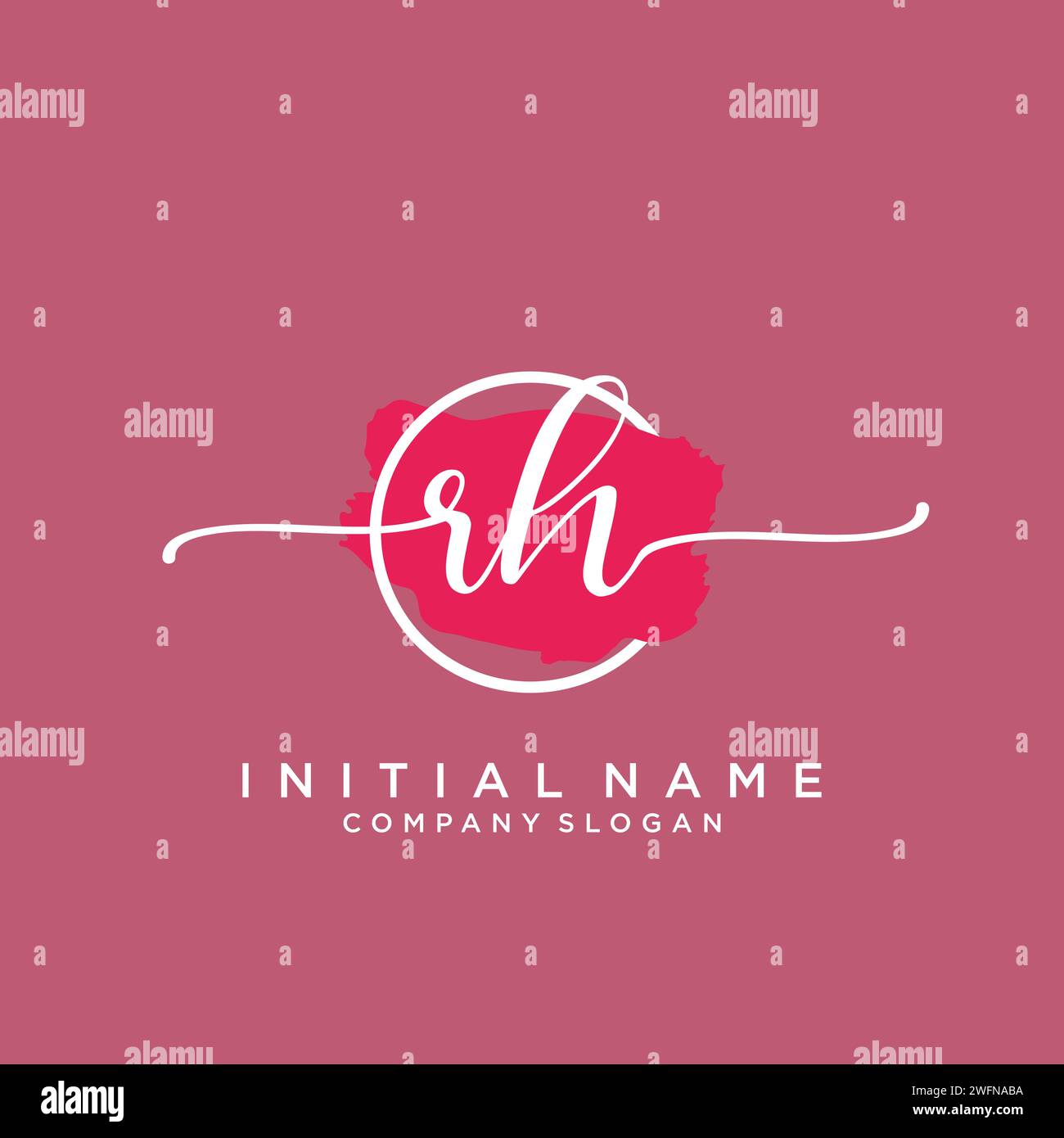 RH Initial handwriting logo with circle Stock Vector