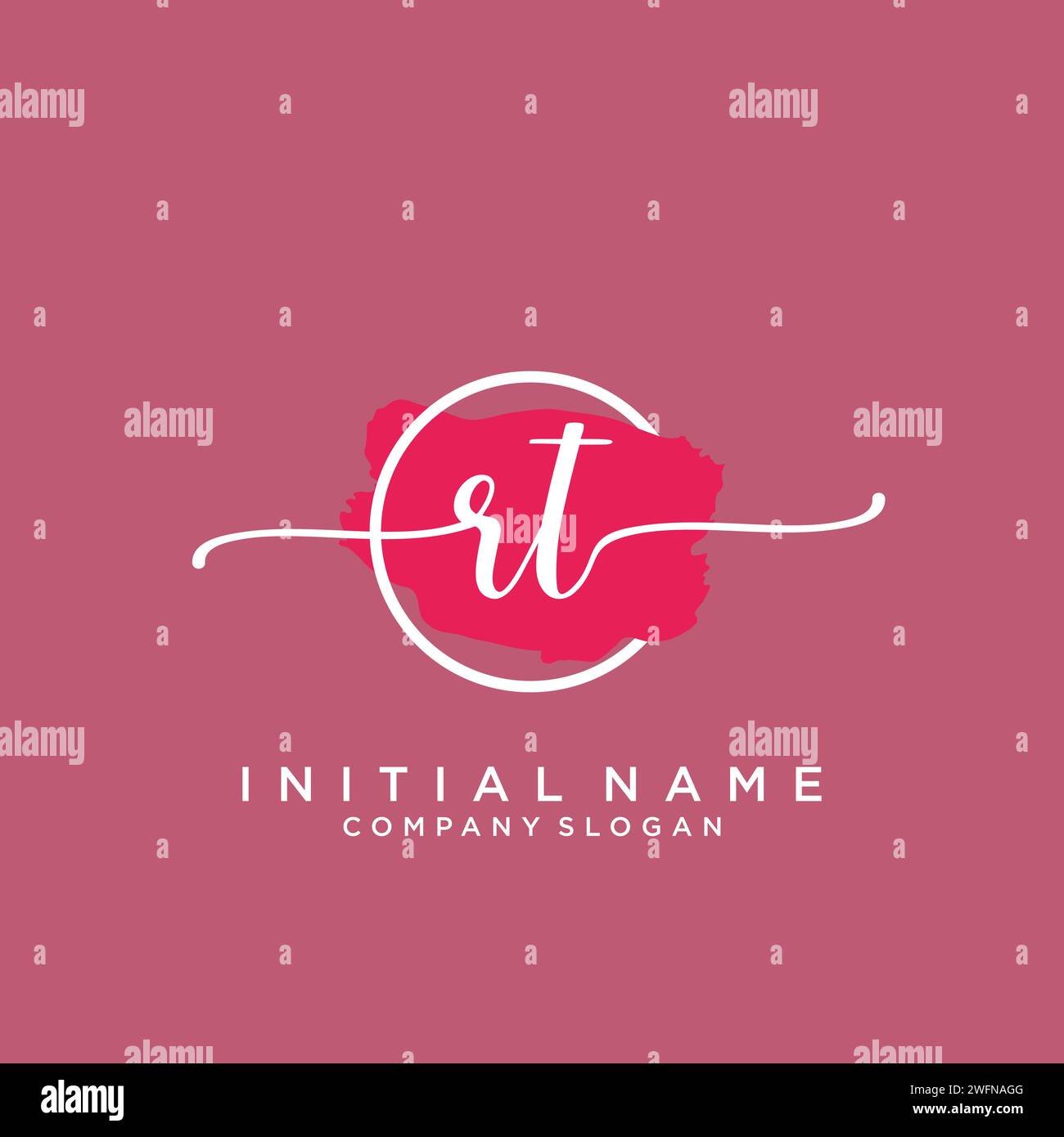 RT Initial handwriting logo with circle Stock Vector