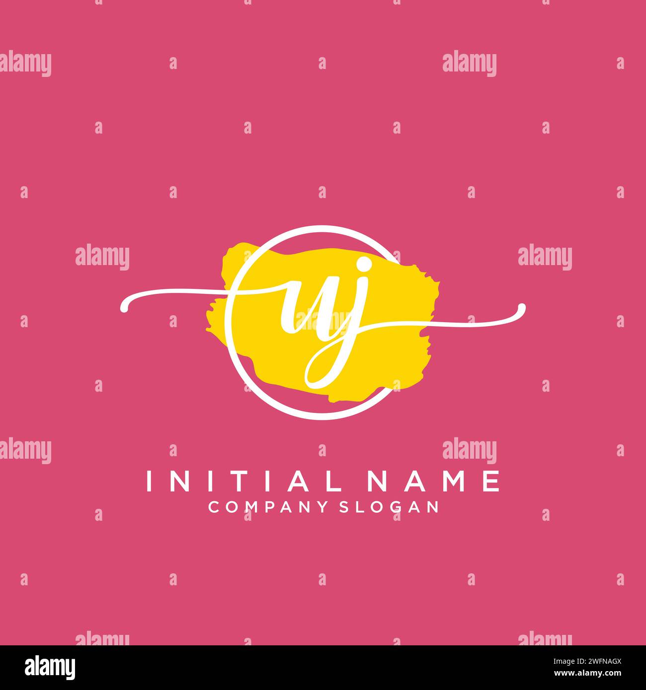 UJ Initial handwriting logo with circle Stock Vector