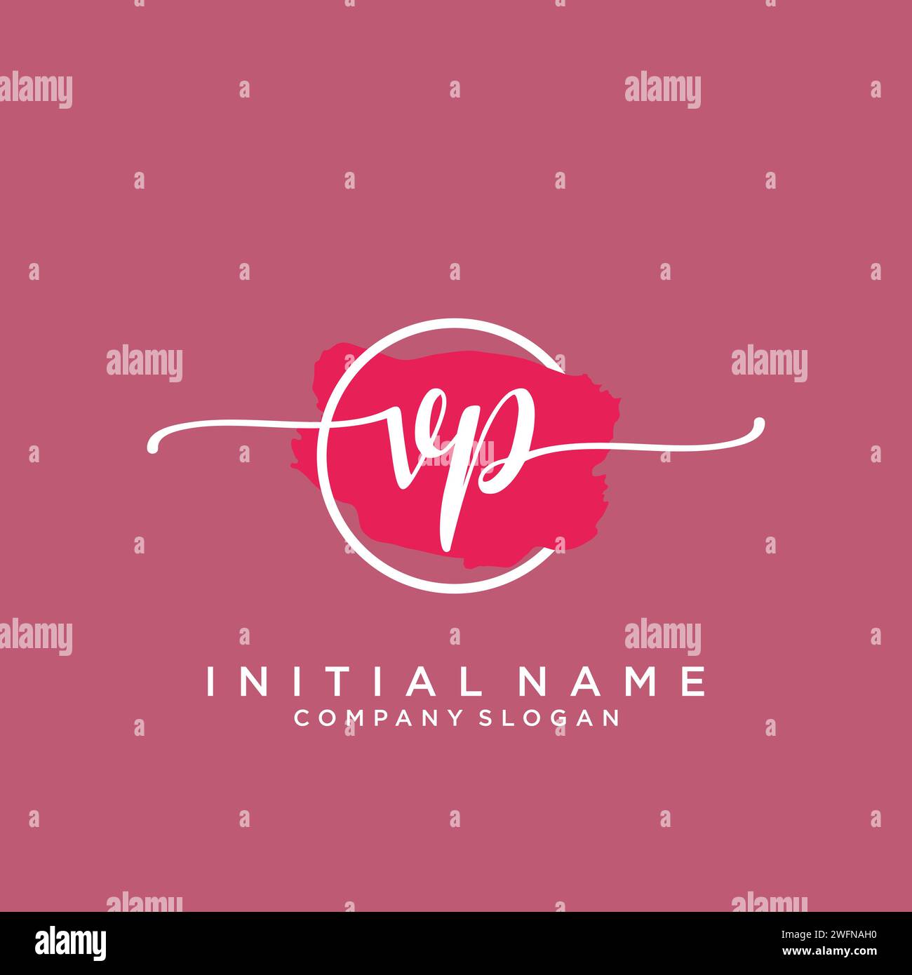 VP Initial handwriting logo with circle Stock Vector